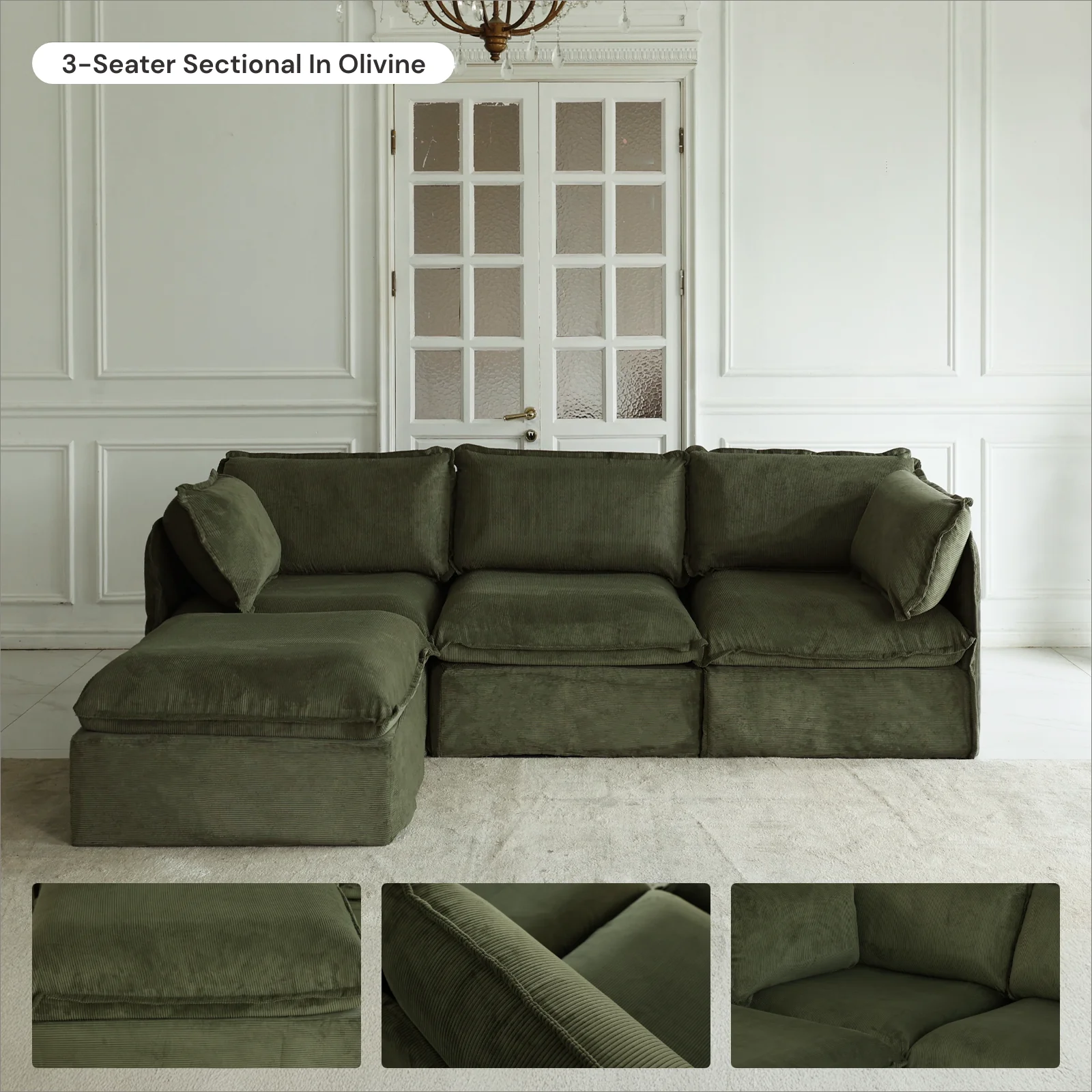 Modular Washable Ottoman in Olivine | Deluxe+ Seat - Image 7