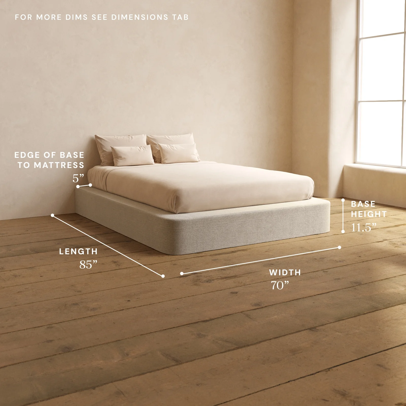 Queen Upholstered Platform Bed | Blended Weave in Oat - Image 5
