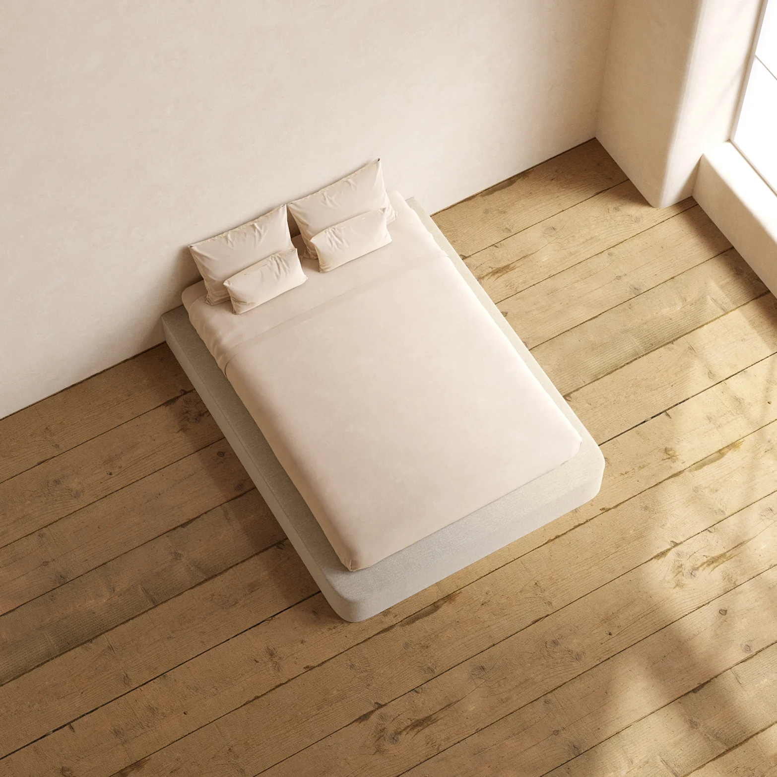 Queen Upholstered Platform Bed | Blended Weave in Oat - Image 8