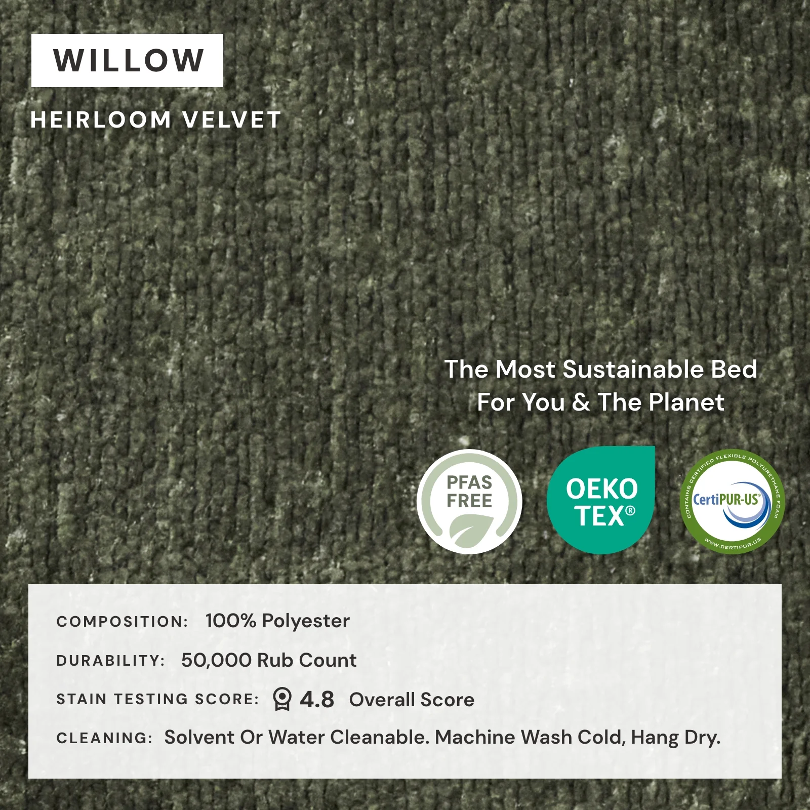 Queen Upholstered Platform Bed + Headboard | Heirloom Velvet in Willow - Image 4