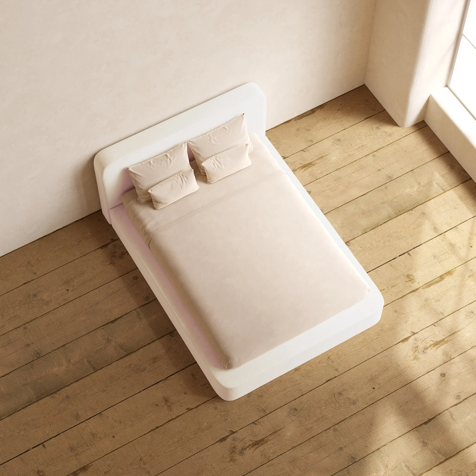Queen Upholstered Platform Bed + Headboard | Mod Velvet in Coco - Image 8