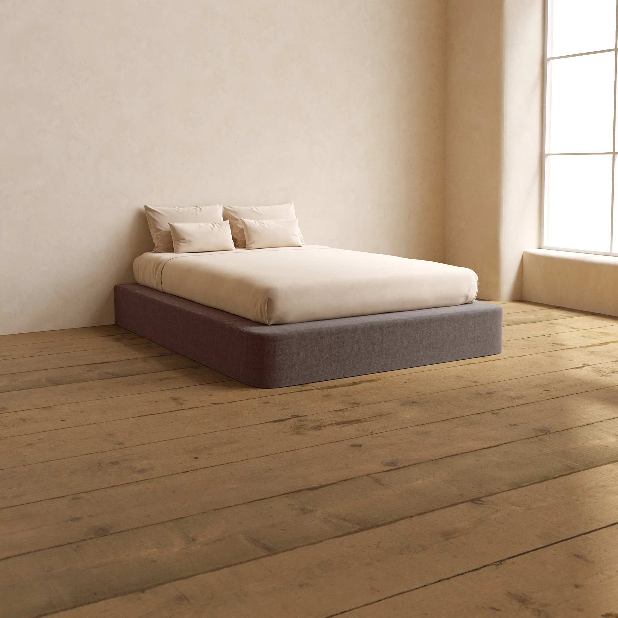 Queen Upholstered Platform Bed | Heirloom Velvet in Caviar