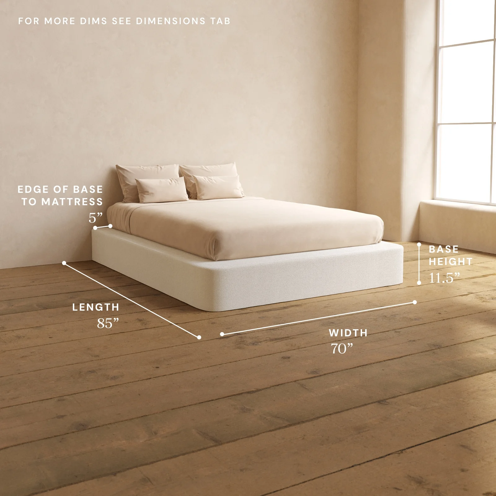 Queen Upholstered Platform Bed | Knit Velvet in Powder - Image 5