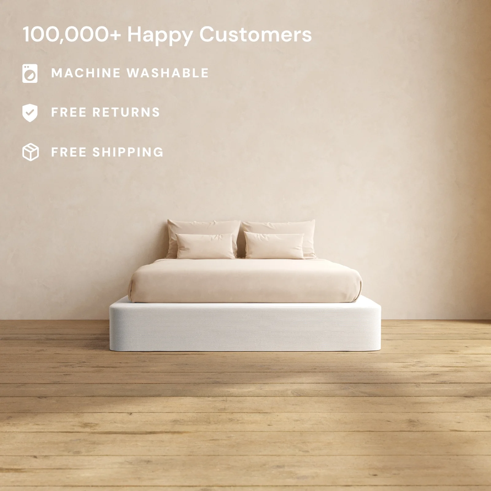 Queen Upholstered Platform Bed | Luxe Corduroy in Milk - Image 2