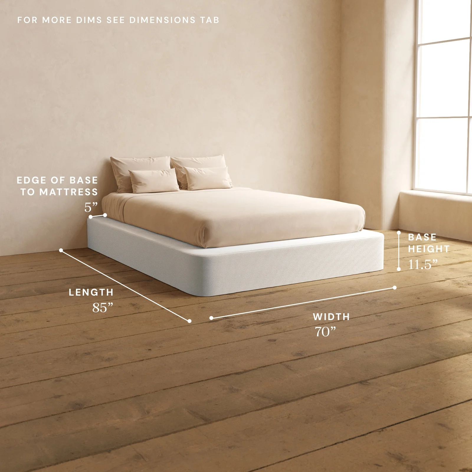 Queen Upholstered Platform Bed | Luxe Corduroy in Milk - Image 5