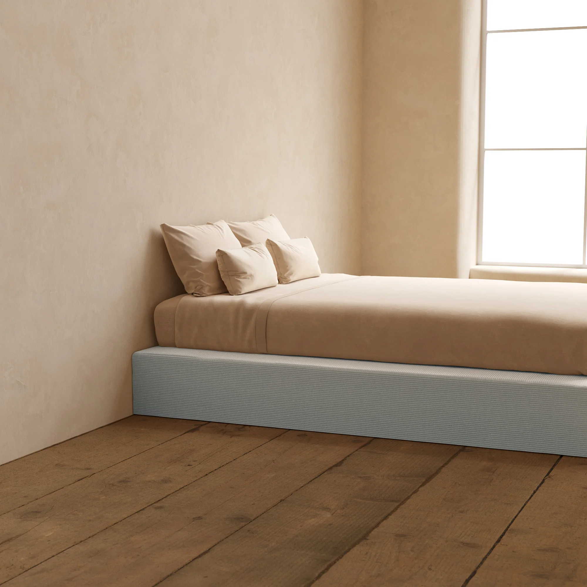 Queen Upholstered Platform Bed | Luxe Corduroy in Milk - Image 7