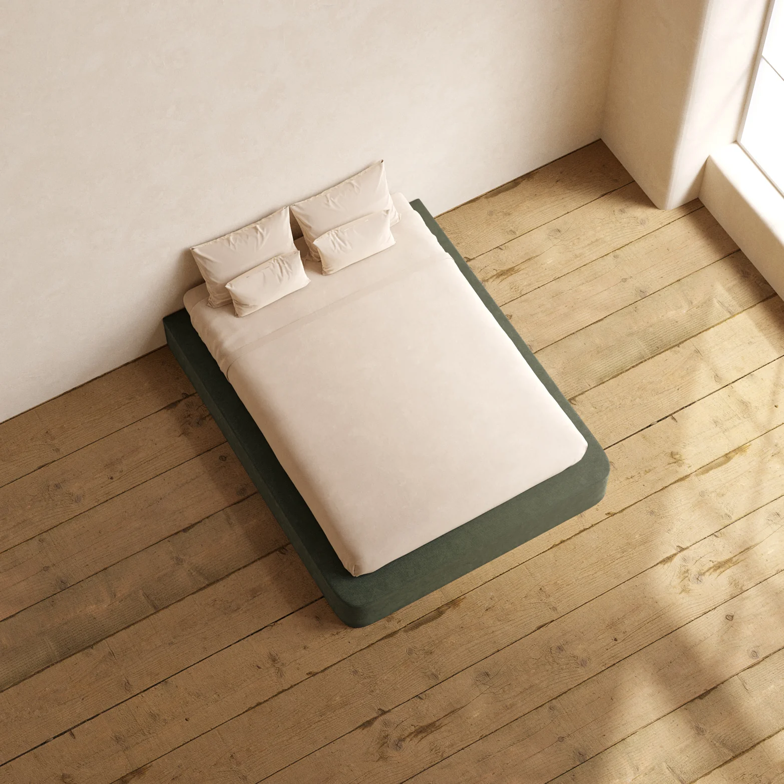 Queen Upholstered Platform Bed | Luxe Corduroy in Olivine - Image 8