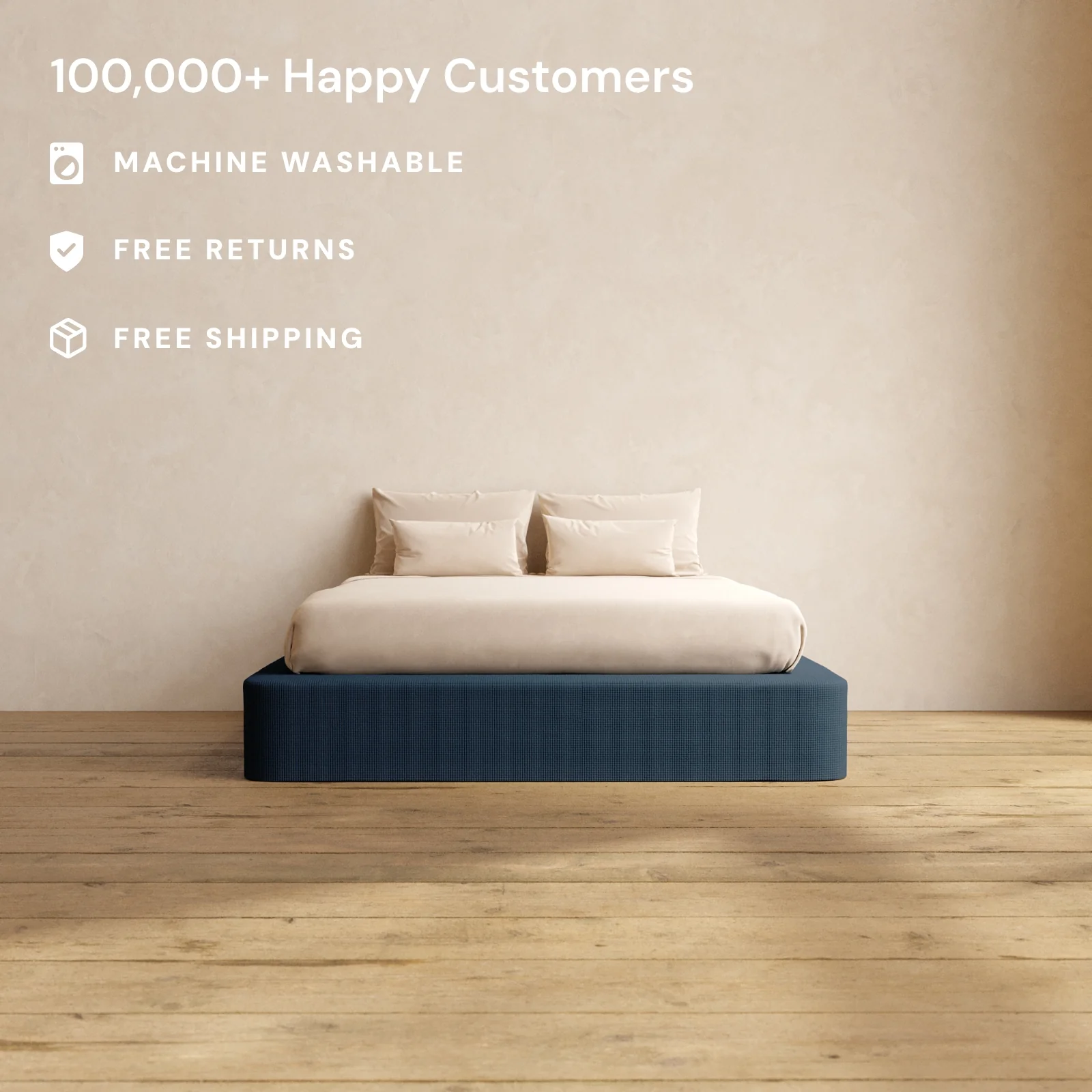 Queen Upholstered Platform Bed | Mizu Weave in Sumi - Image 2