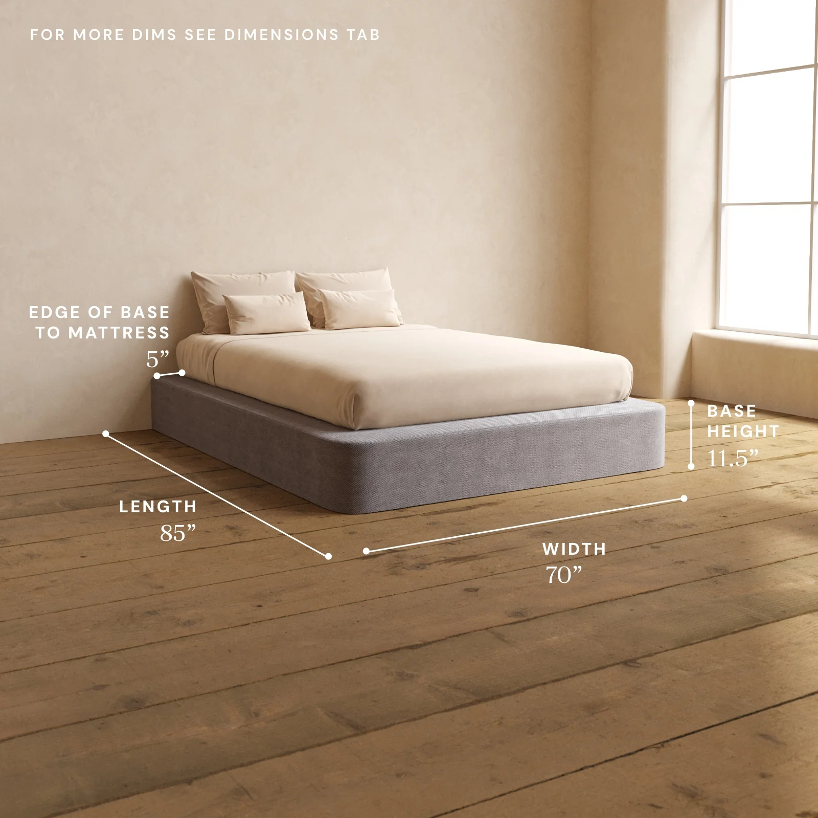 Queen Upholstered Platform Bed | Plush Weave in Ash - Image 5