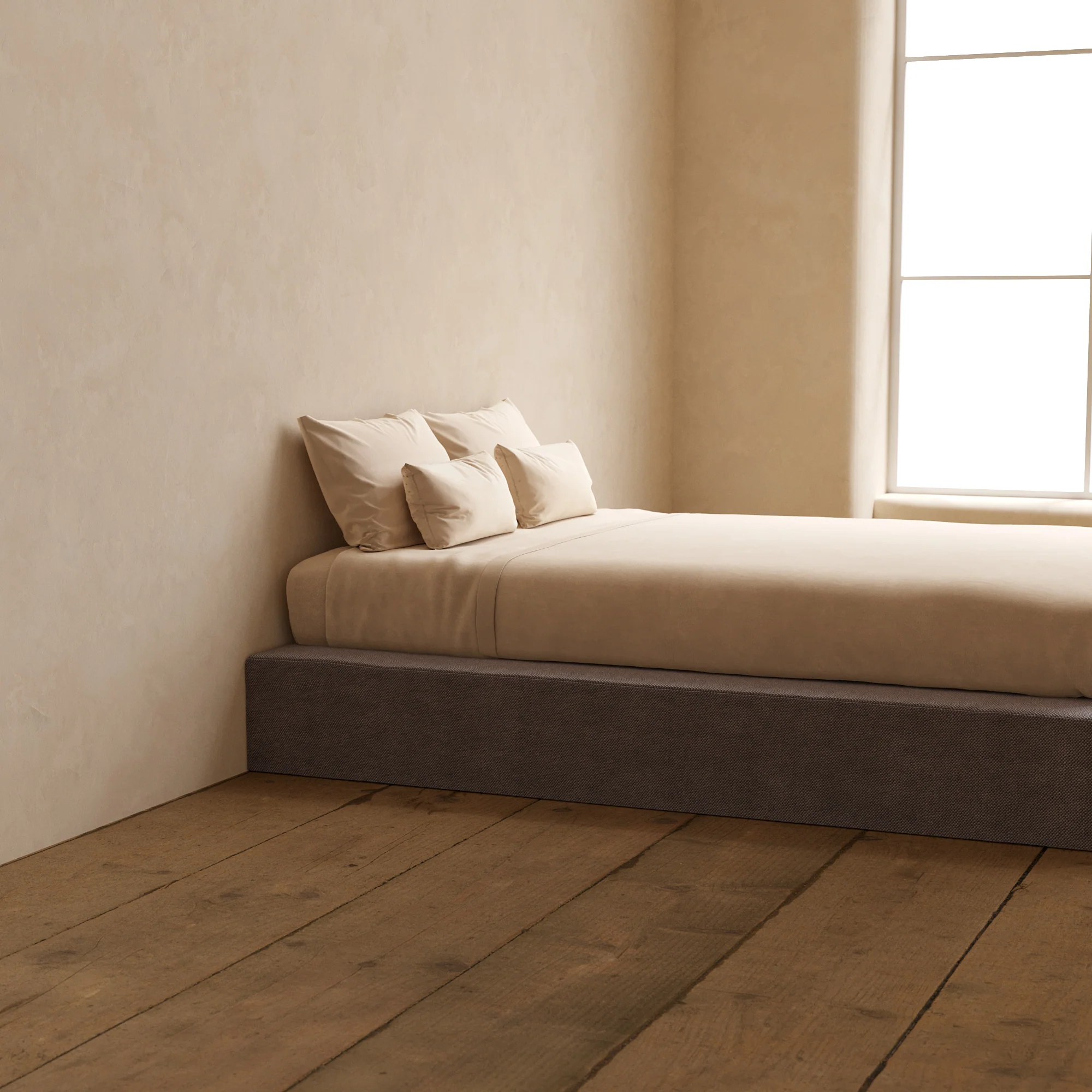 Queen Upholstered Platform Bed | Plush Weave in Ash - Image 7