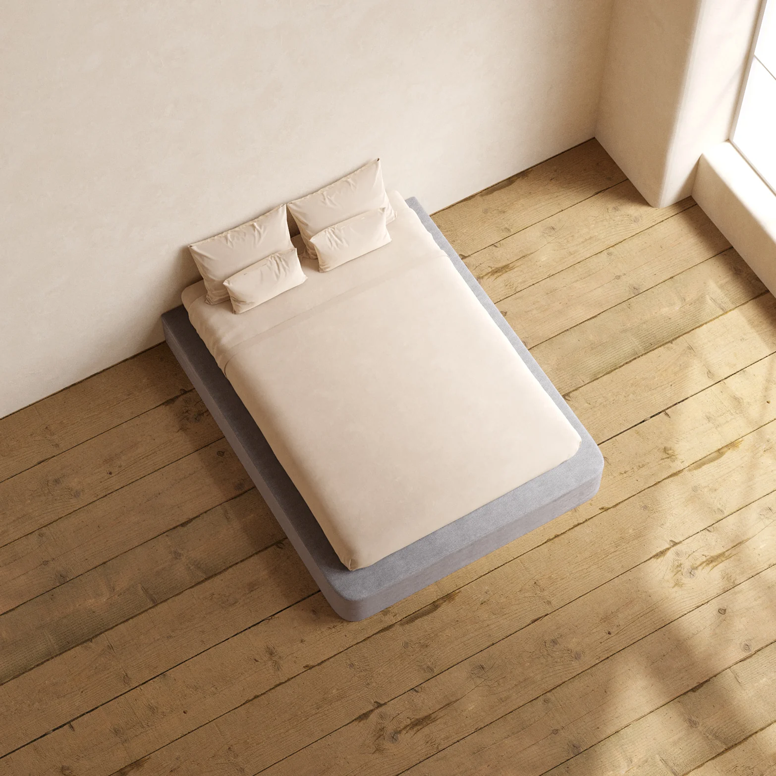 Queen Upholstered Platform Bed | Plush Weave in Ash - Image 8