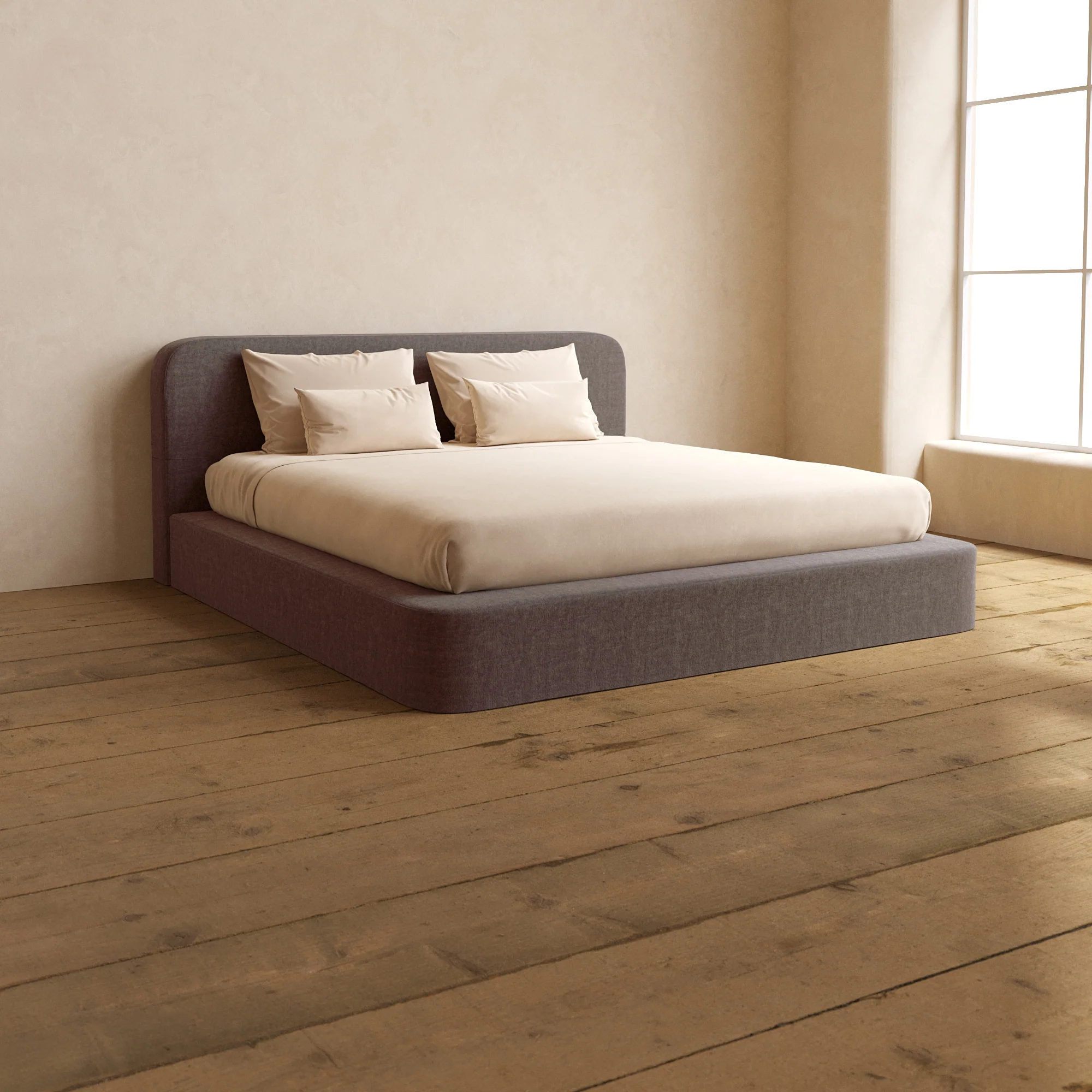 Slipcover Only - King Upholstered Platform Bed + Headboard | Heirloom Velvet in Caviar