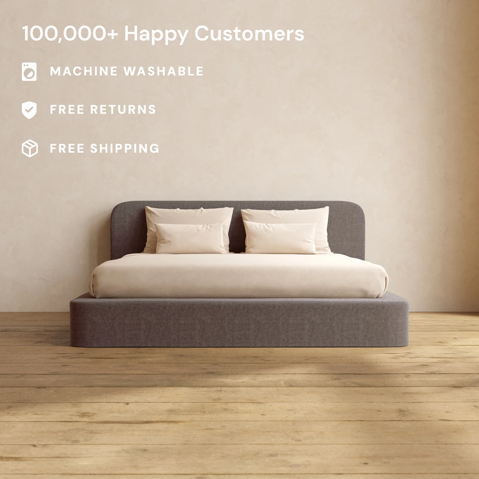 Slipcover Only - King Upholstered Platform Bed + Headboard | Heirloom Velvet in Caviar - Image 2