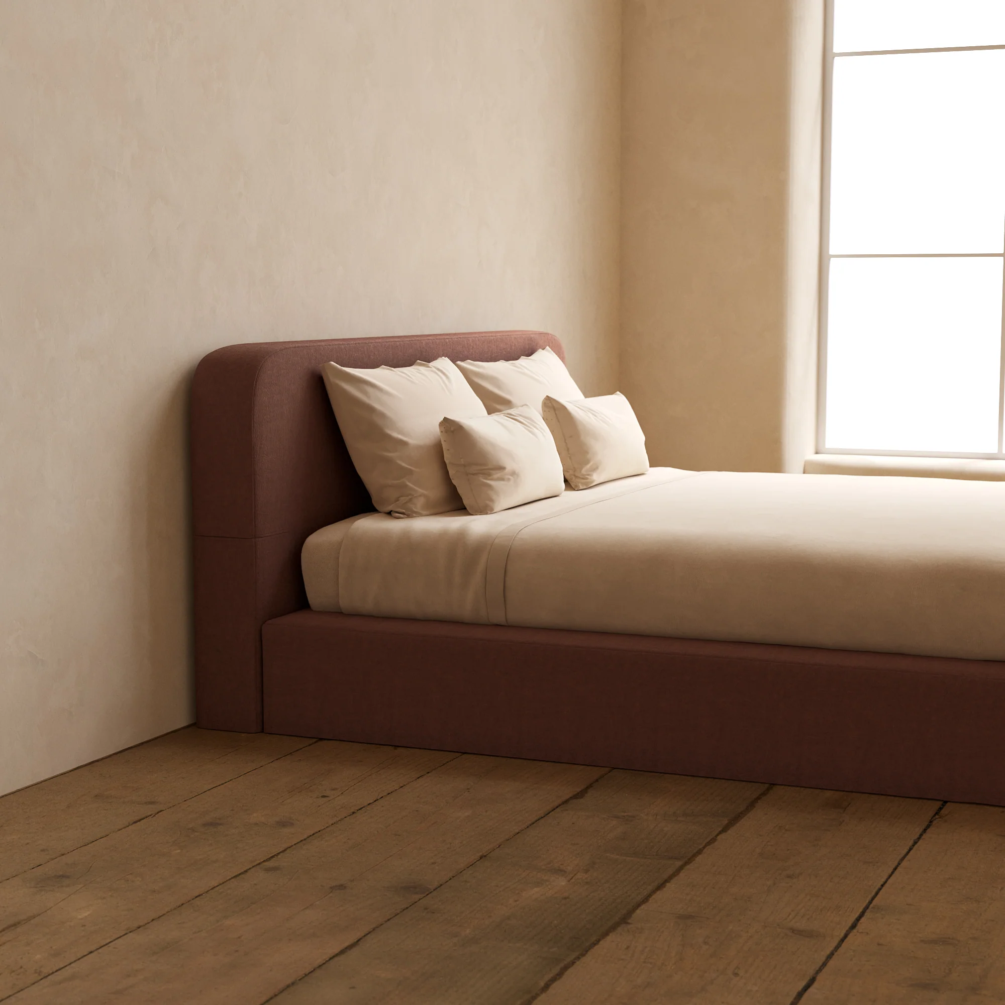 Slipcover Only - King Upholstered Platform Bed + Headboard | Heirloom Velvet in Chestnut - Image 5
