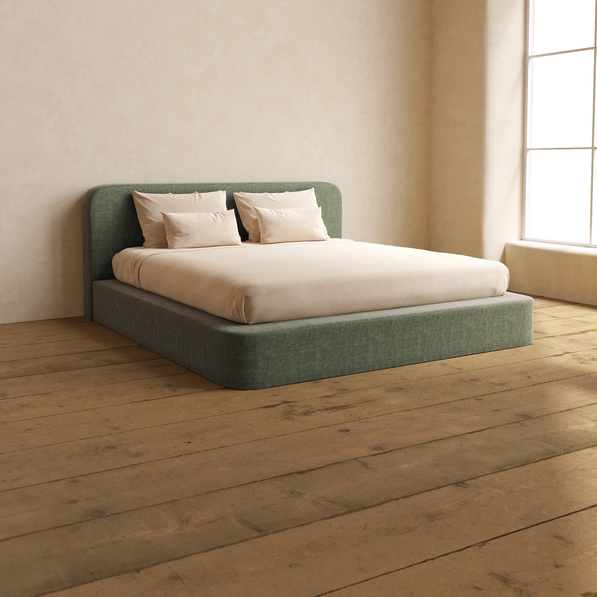 Slipcover Only - King Upholstered Platform Bed + Headboard | Heirloom Velvet in Willow