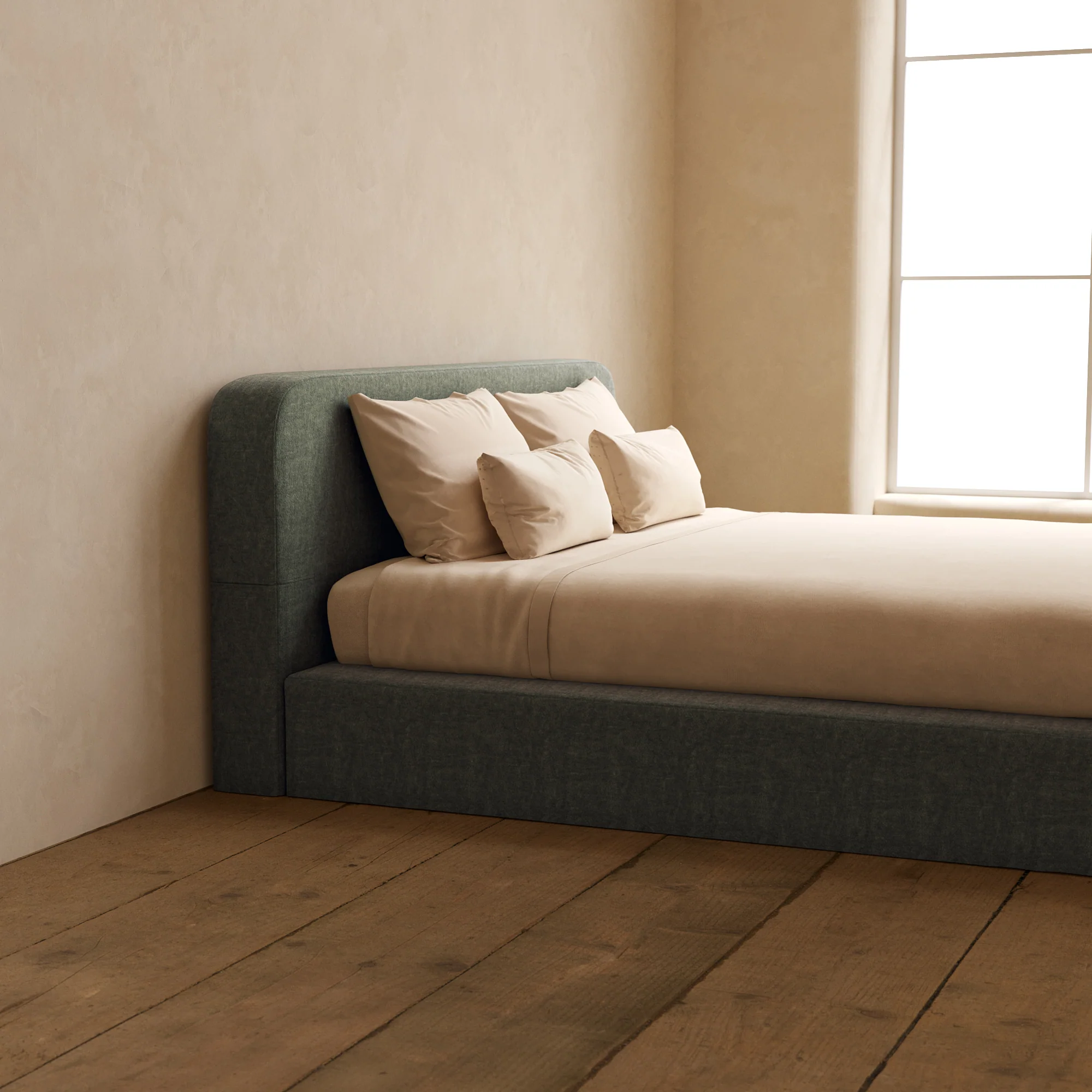 Slipcover Only - King Upholstered Platform Bed + Headboard | Heirloom Velvet in Willow - Image 5