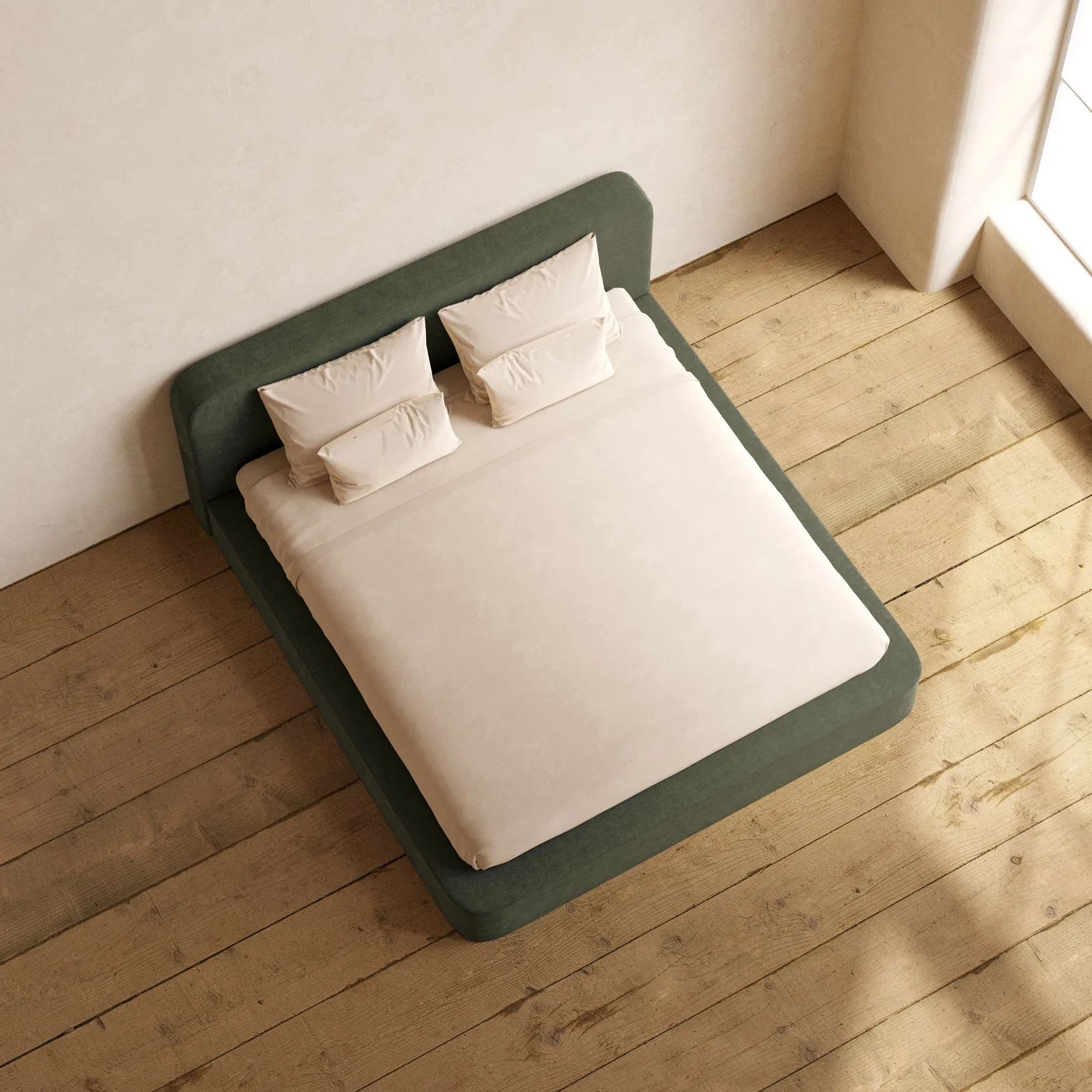 Slipcover Only - King Upholstered Platform Bed + Headboard | Luxe Corduroy in Olivine - Image 6