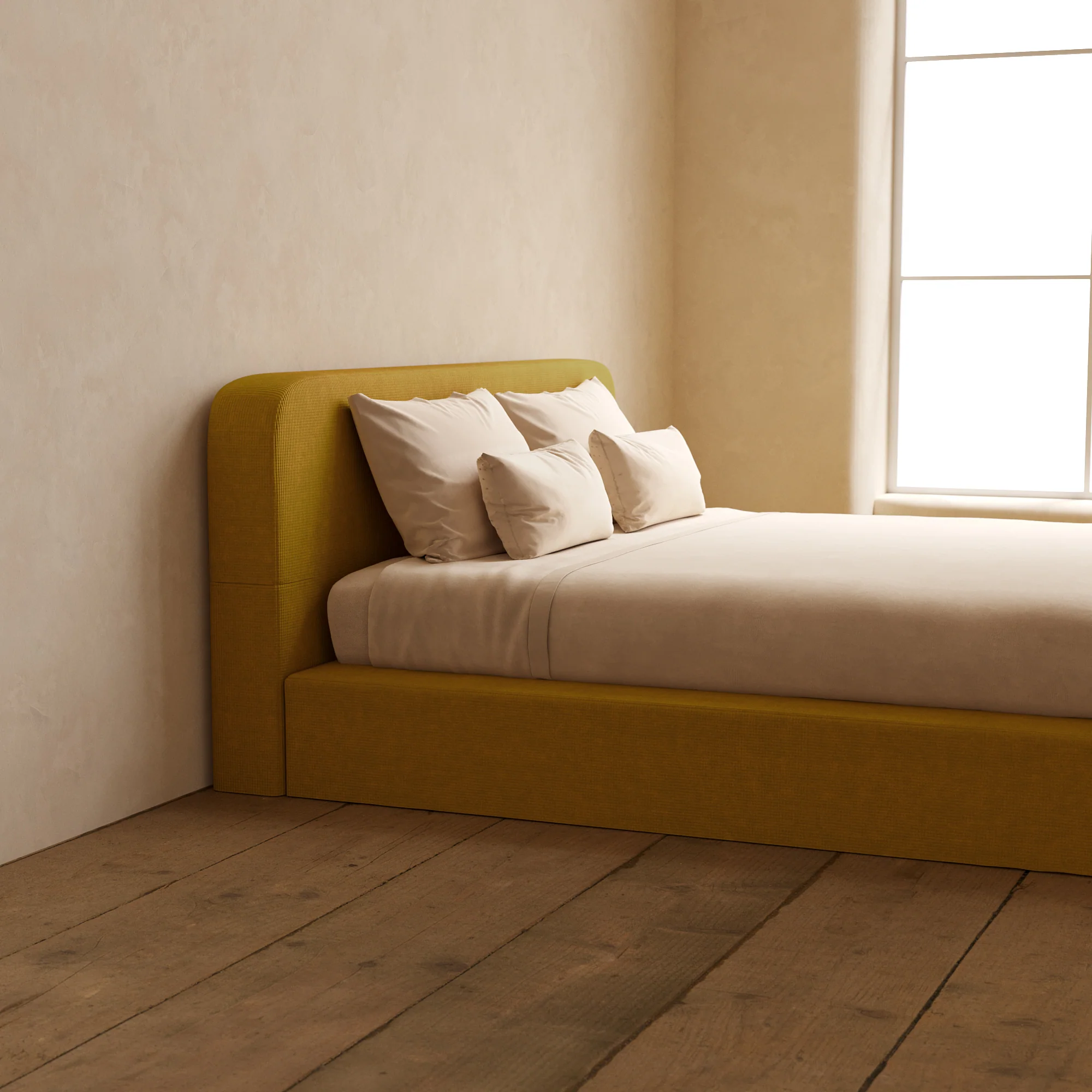 Slipcover Only - King Upholstered Platform Bed + Headboard | Mizu Weave in Kiiro - Image 5
