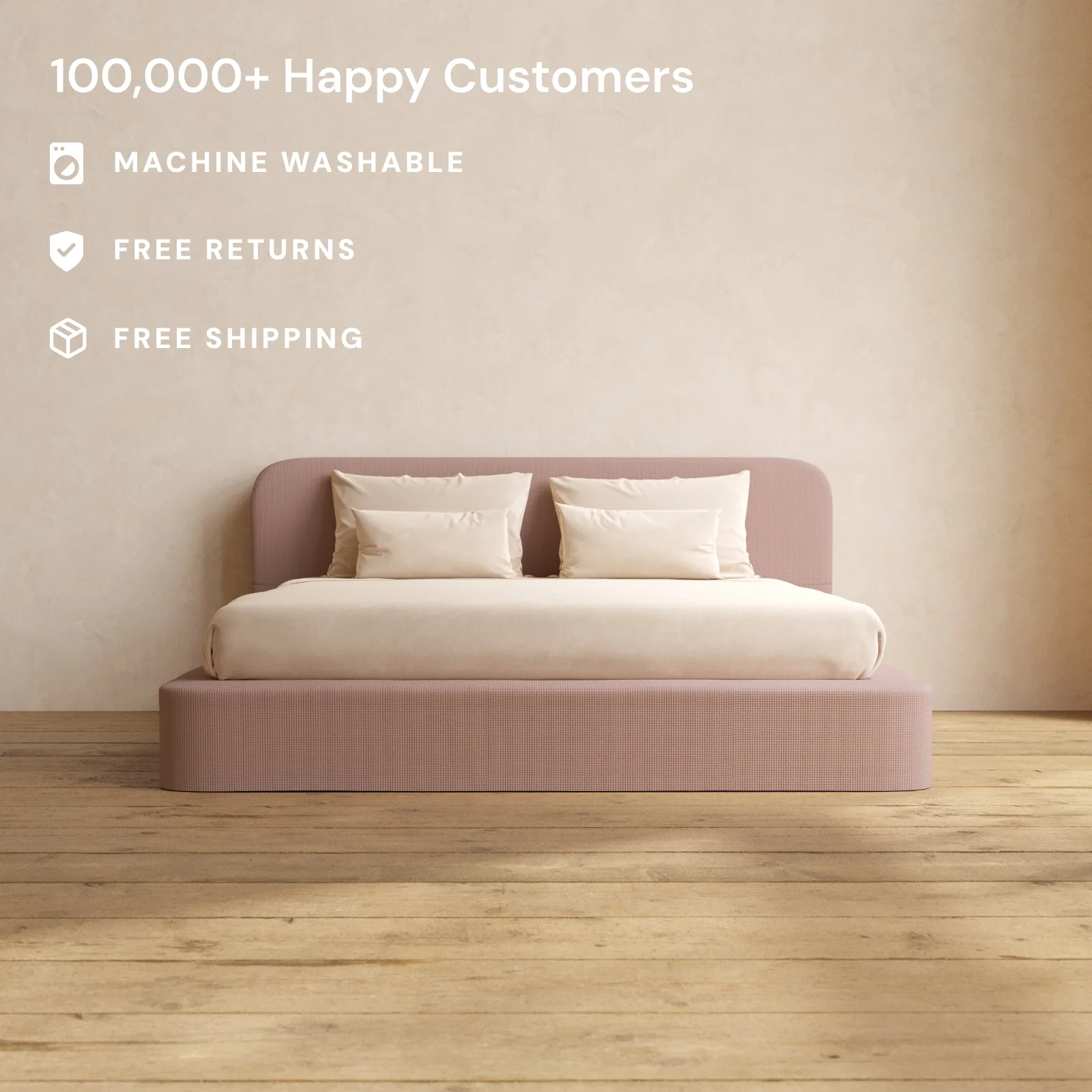 Slipcover Only - King Upholstered Platform Bed + Headboard | Mizu Weave in Sakura - Image 2