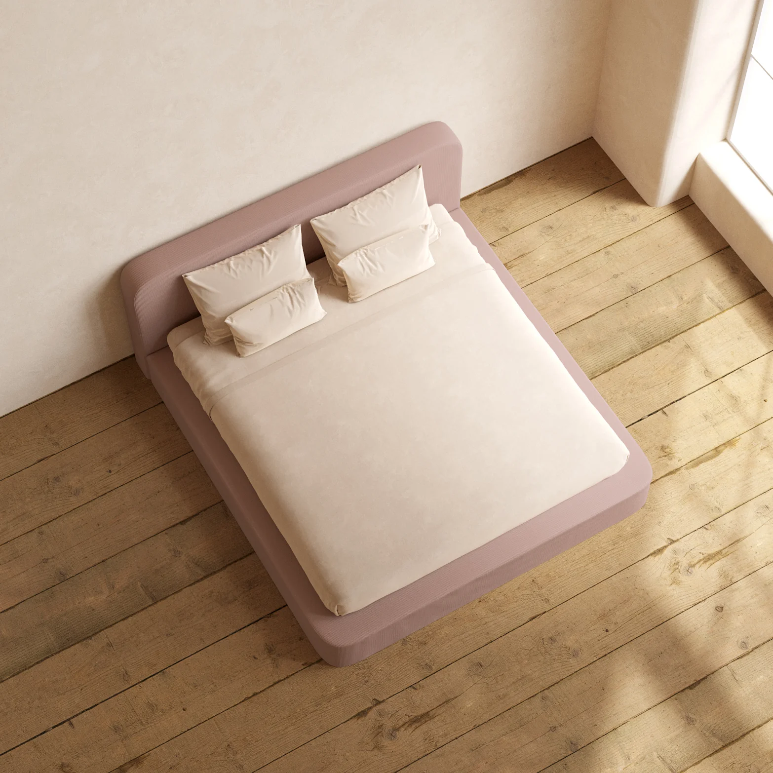 Slipcover Only - King Upholstered Platform Bed + Headboard | Mizu Weave in Sakura - Image 6