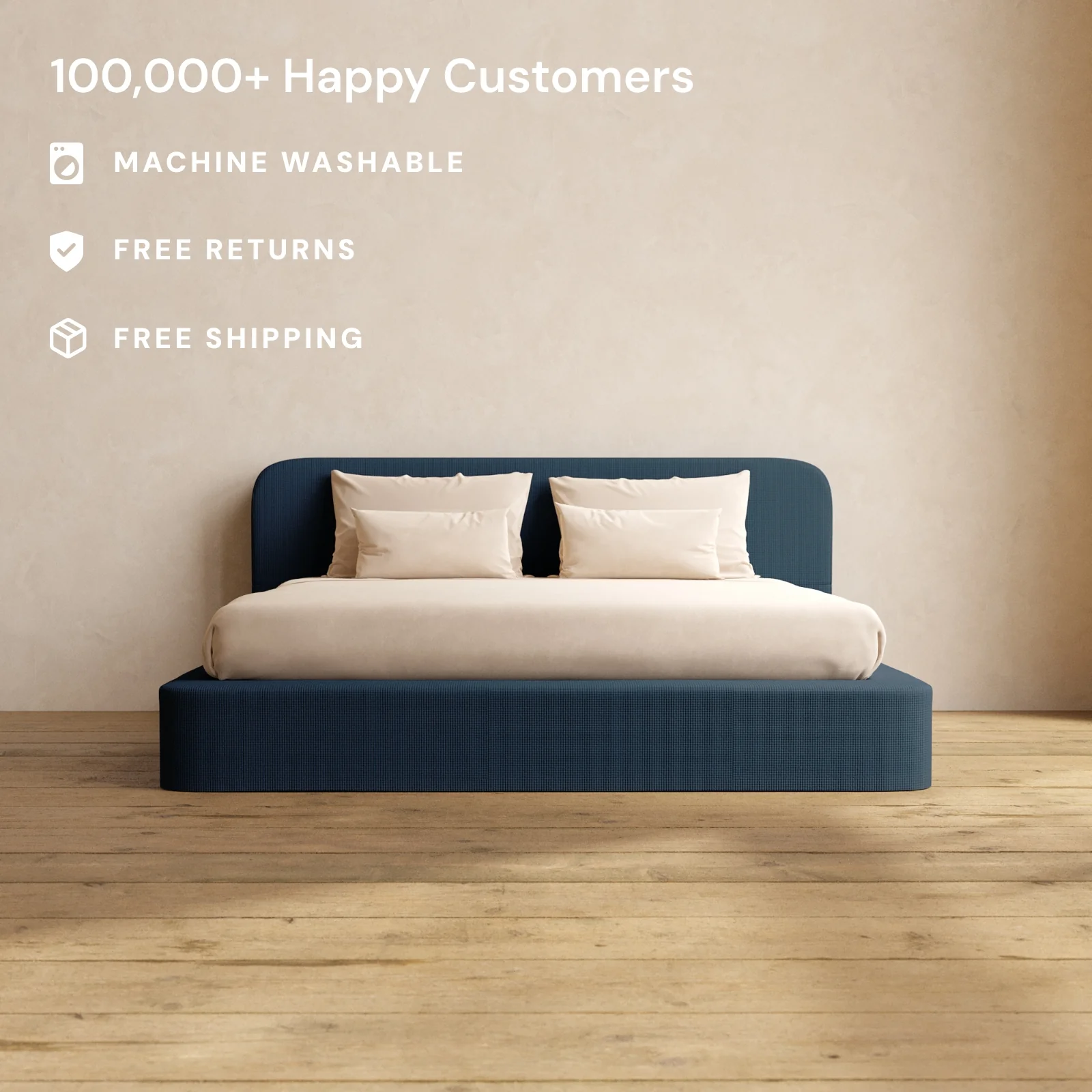 Slipcover Only - King Upholstered Platform Bed + Headboard | Mizu Weave in Sumi - Image 2