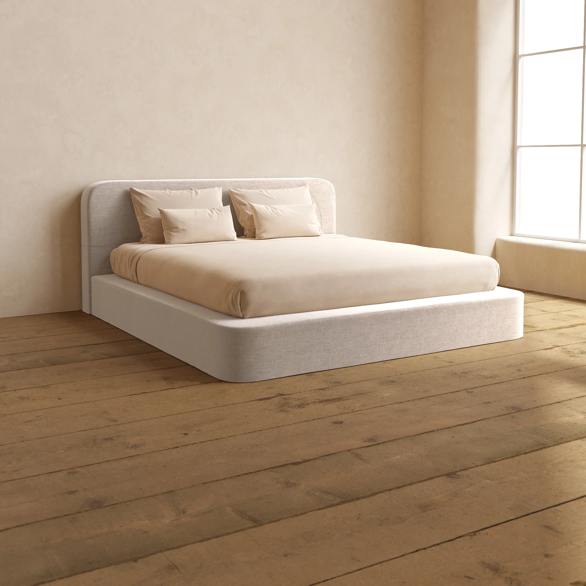 Slipcover Only - King Upholstered Platform Bed + Headboard | Mod Velvet in Mist