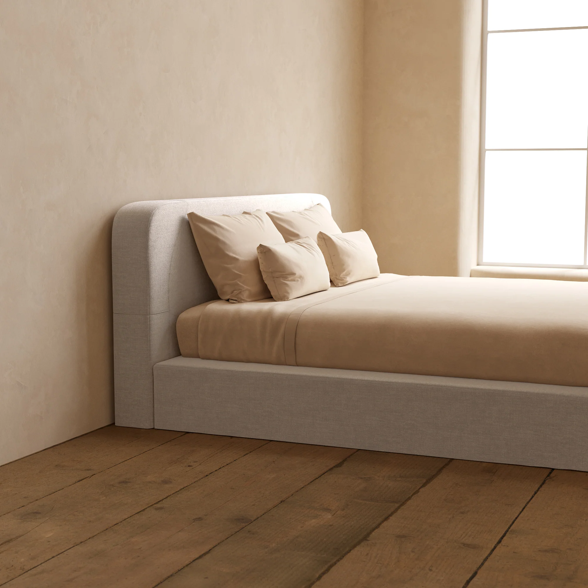Slipcover Only - King Upholstered Platform Bed + Headboard | Mod Velvet in Mist - Image 5