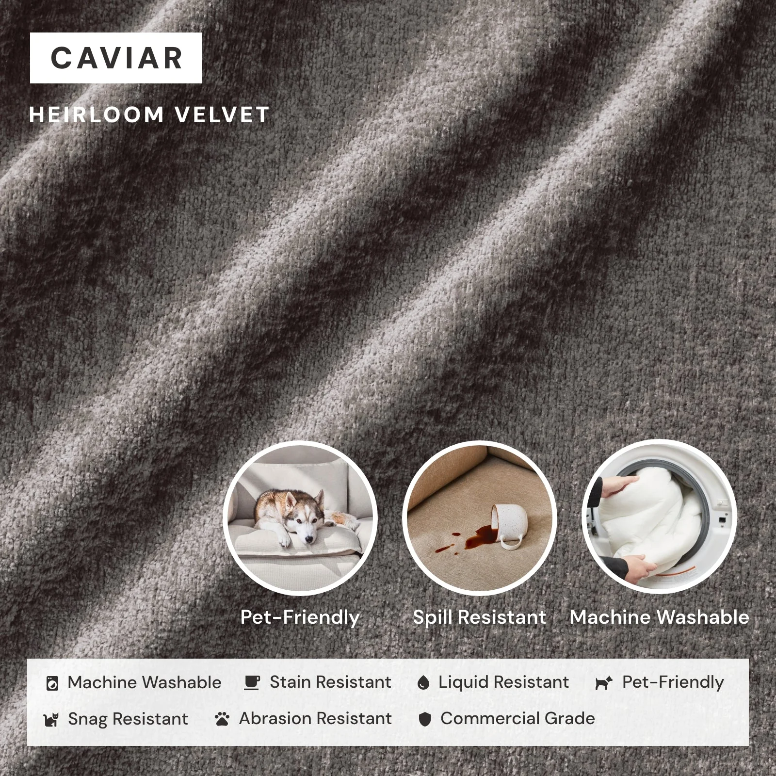 Slipcover Only - King Upholstered Platform Bed | Heirloom Velvet in Caviar - Image 3