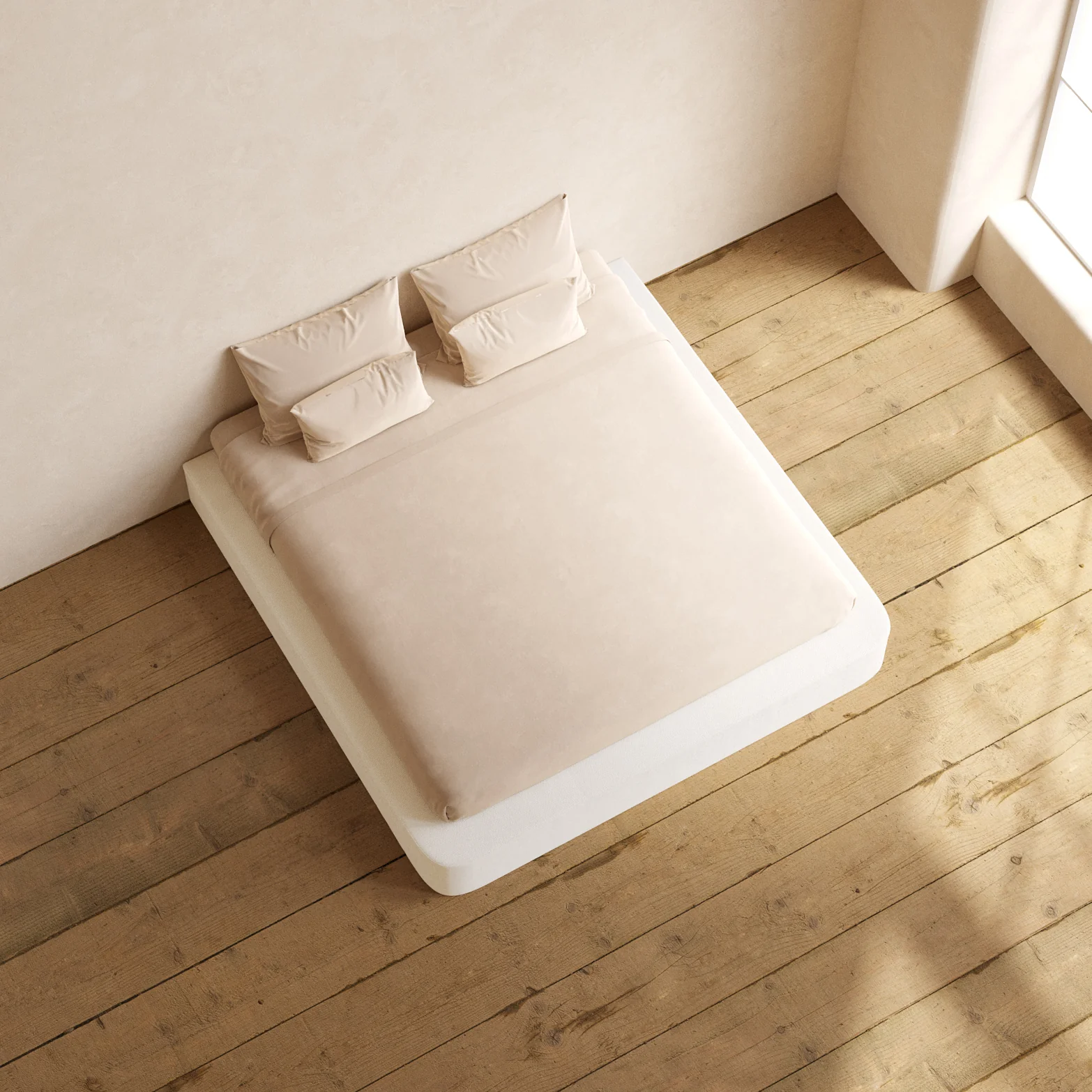 Slipcover Only - King Upholstered Platform Bed | Knit Velvet in Powder - Image 6