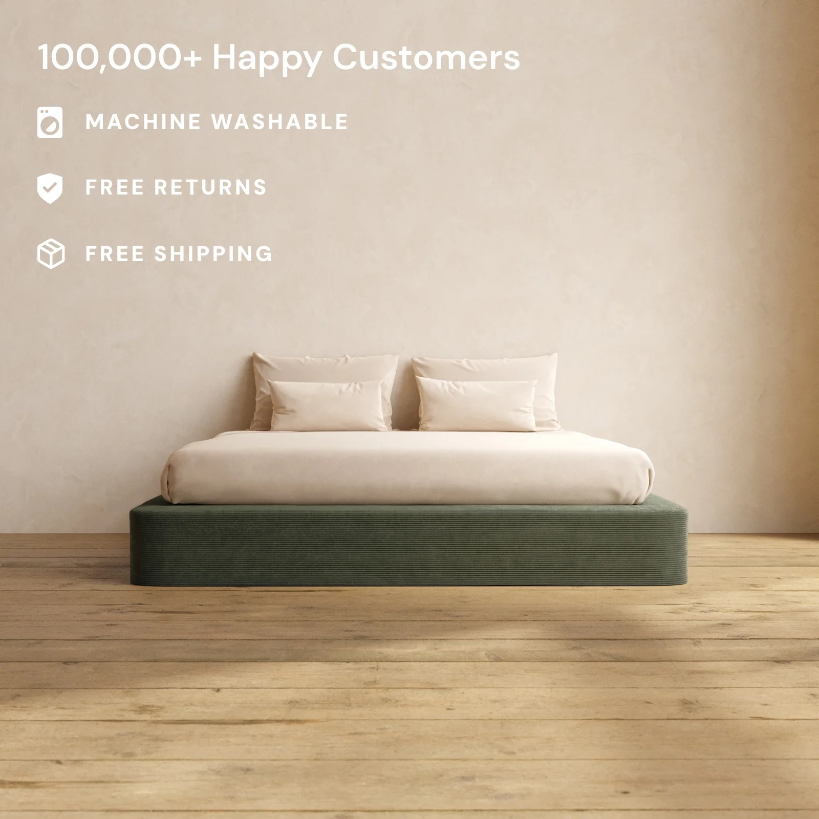 Slipcover Only - King Upholstered Platform Bed | Luxe Corduroy in Olivine - Image 2