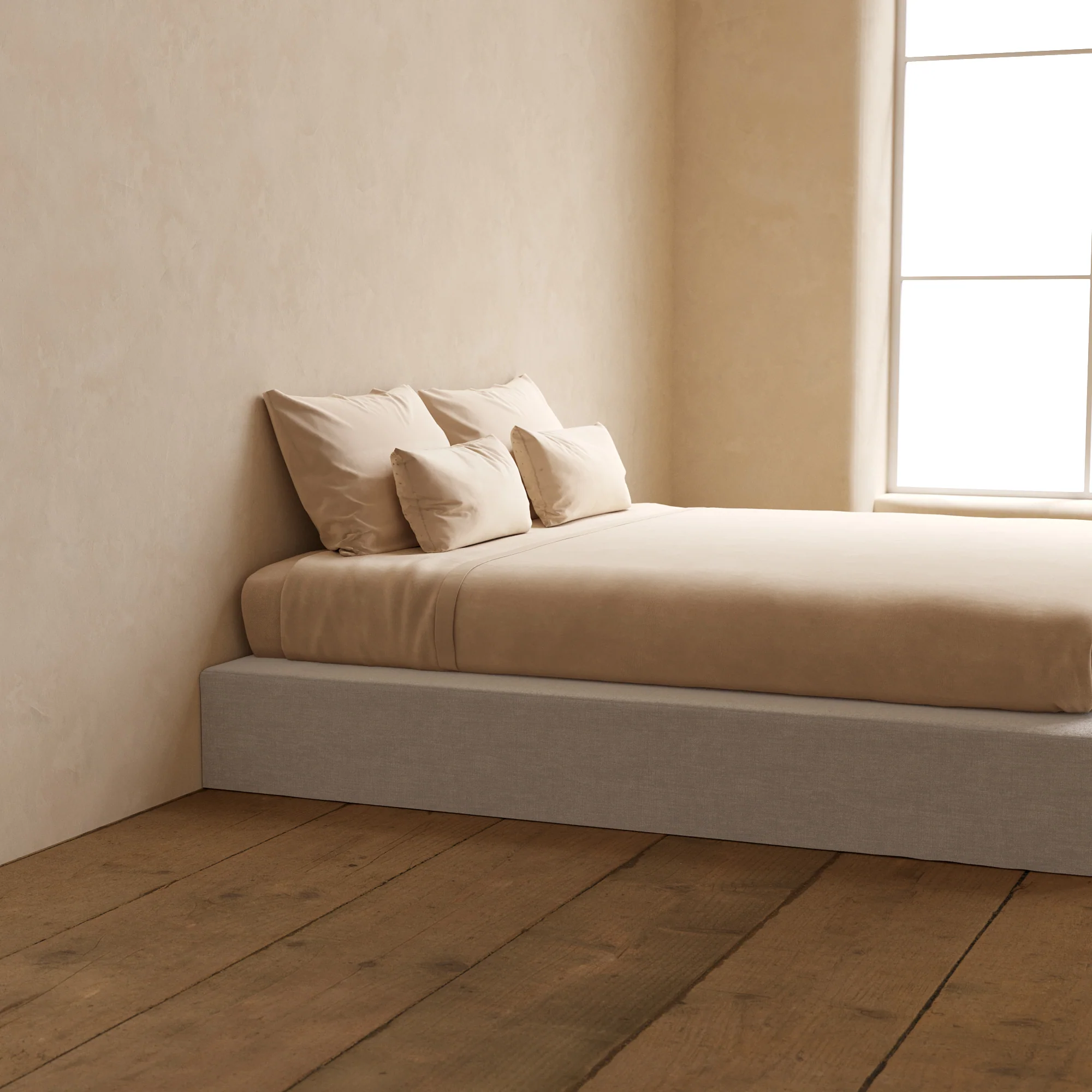 Slipcover Only - King Upholstered Platform Bed | Mod Velvet in Mist - Image 5