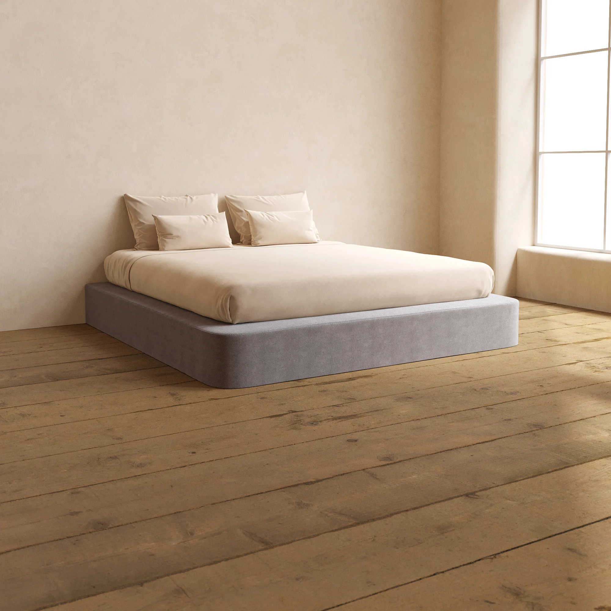 Slipcover Only - King Upholstered Platform Bed | Plush Weave in Ash