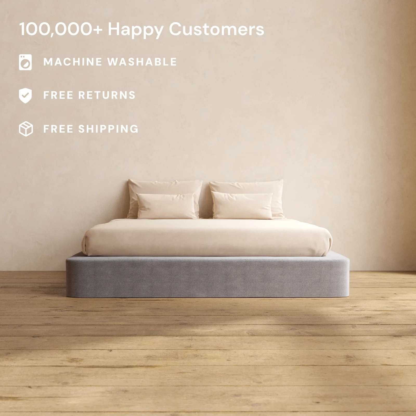 Slipcover Only - King Upholstered Platform Bed | Plush Weave in Ash - Image 2