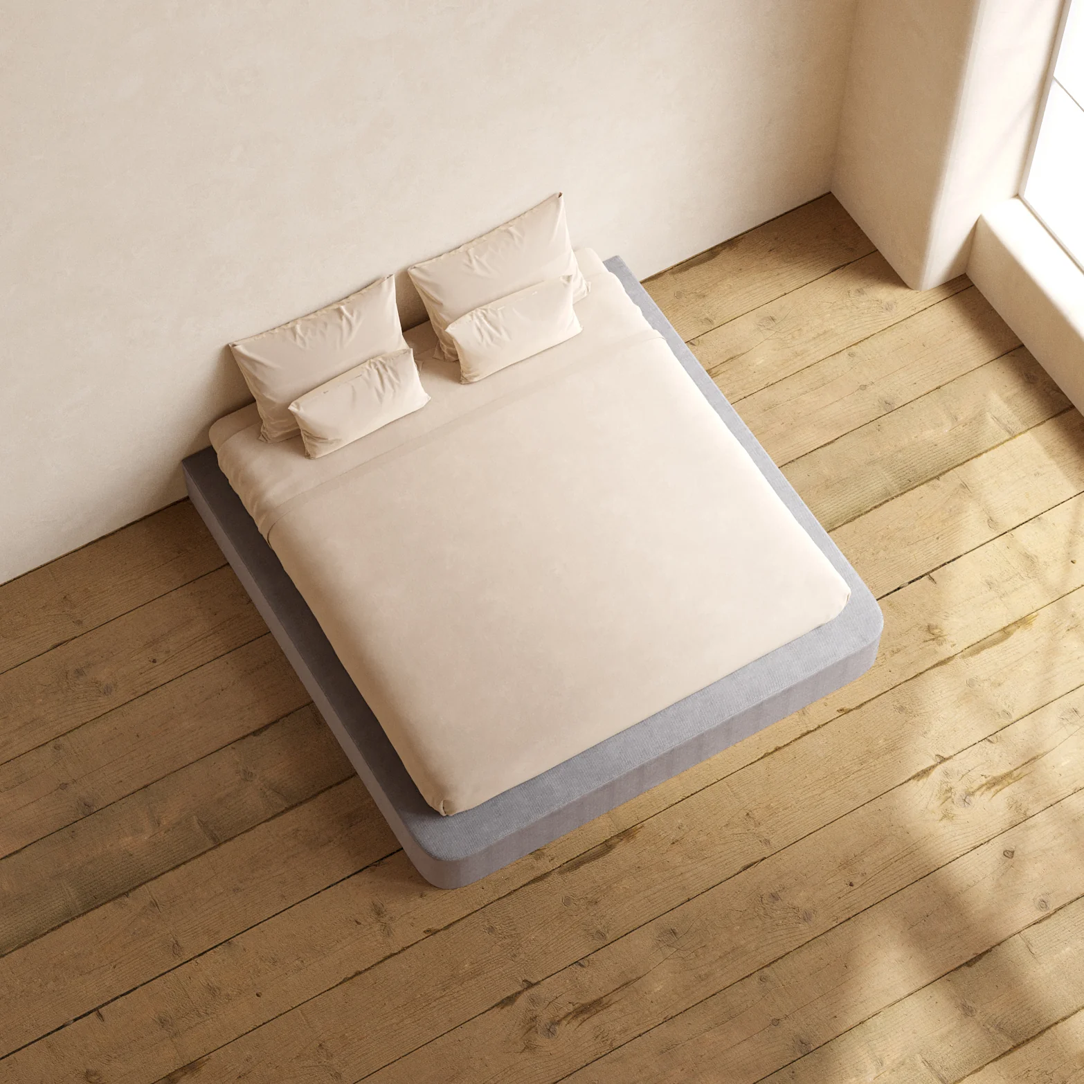Slipcover Only - King Upholstered Platform Bed | Plush Weave in Ash - Image 6