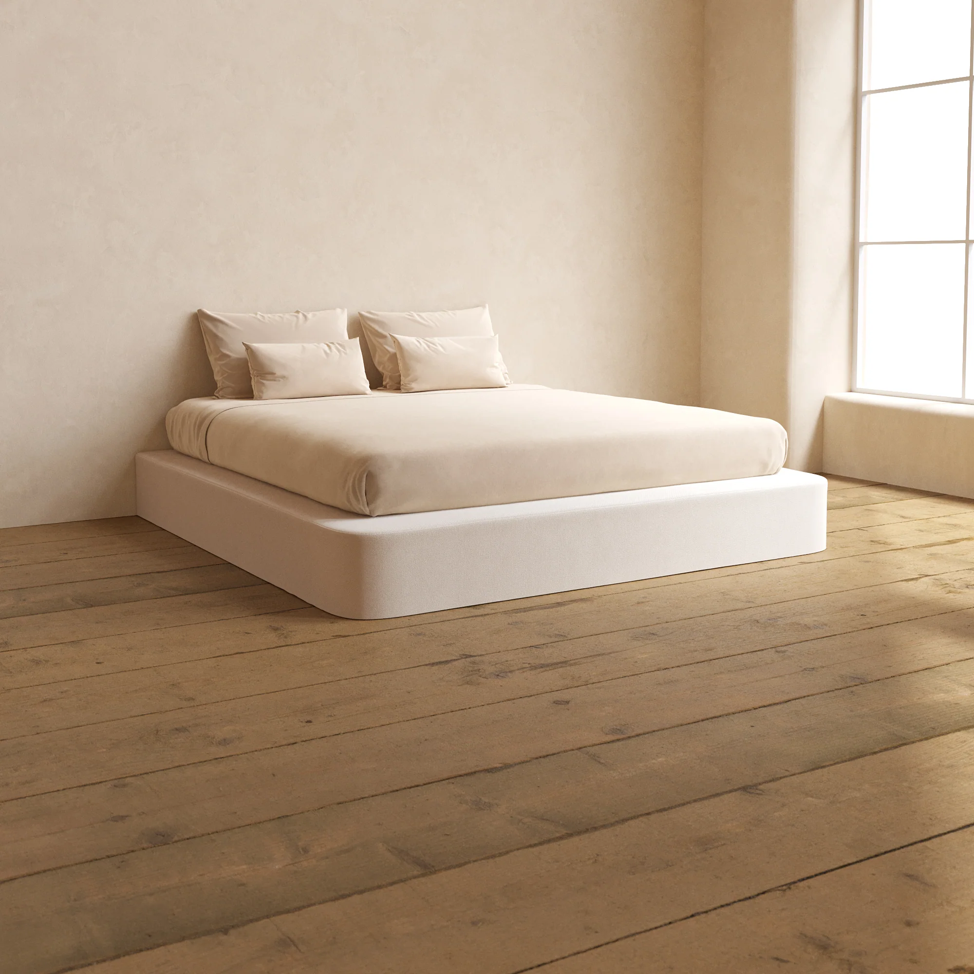 Slipcover Only - King Upholstered Platform Bed | Plush Weave in Eggshell