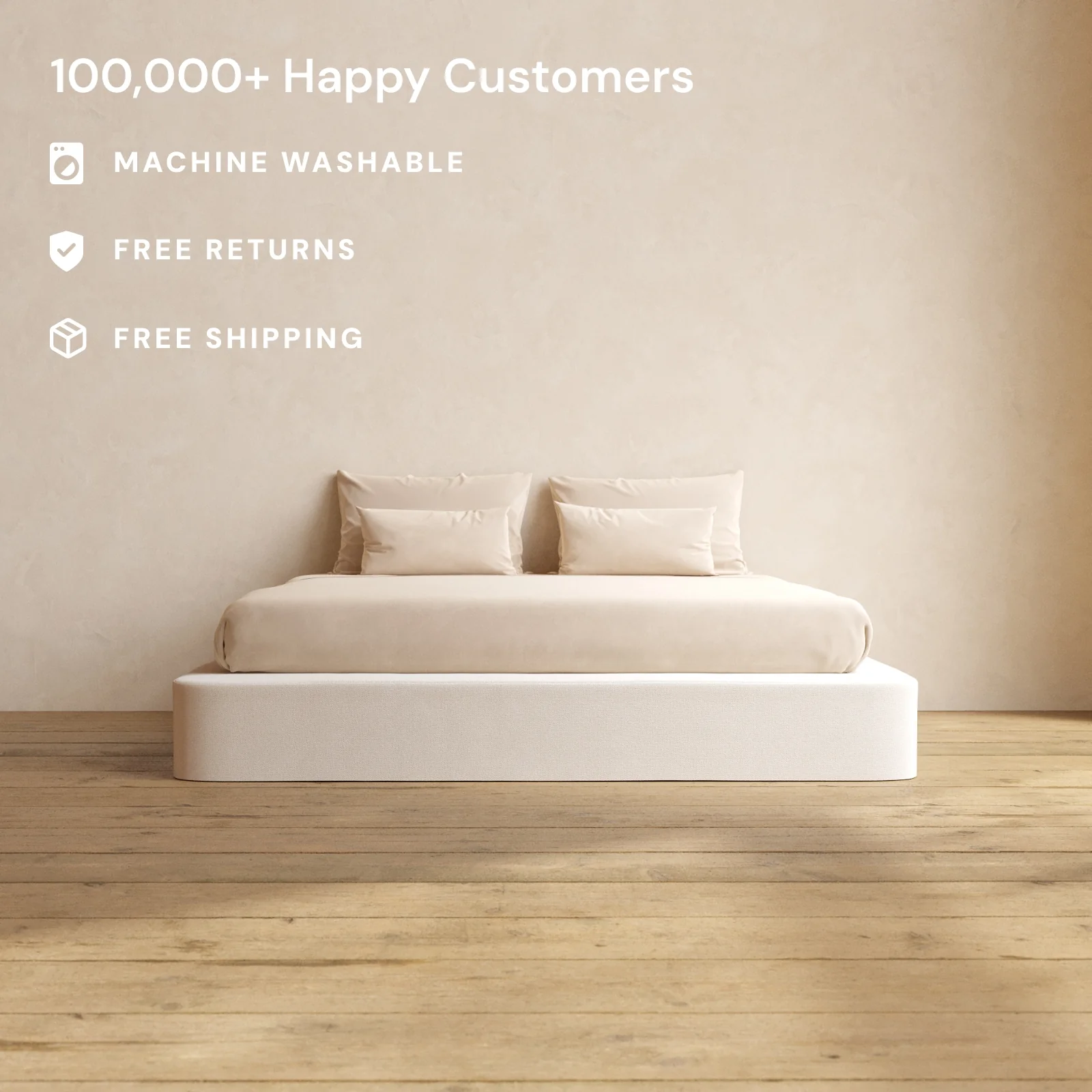 Slipcover Only - King Upholstered Platform Bed | Plush Weave in Eggshell - Image 2