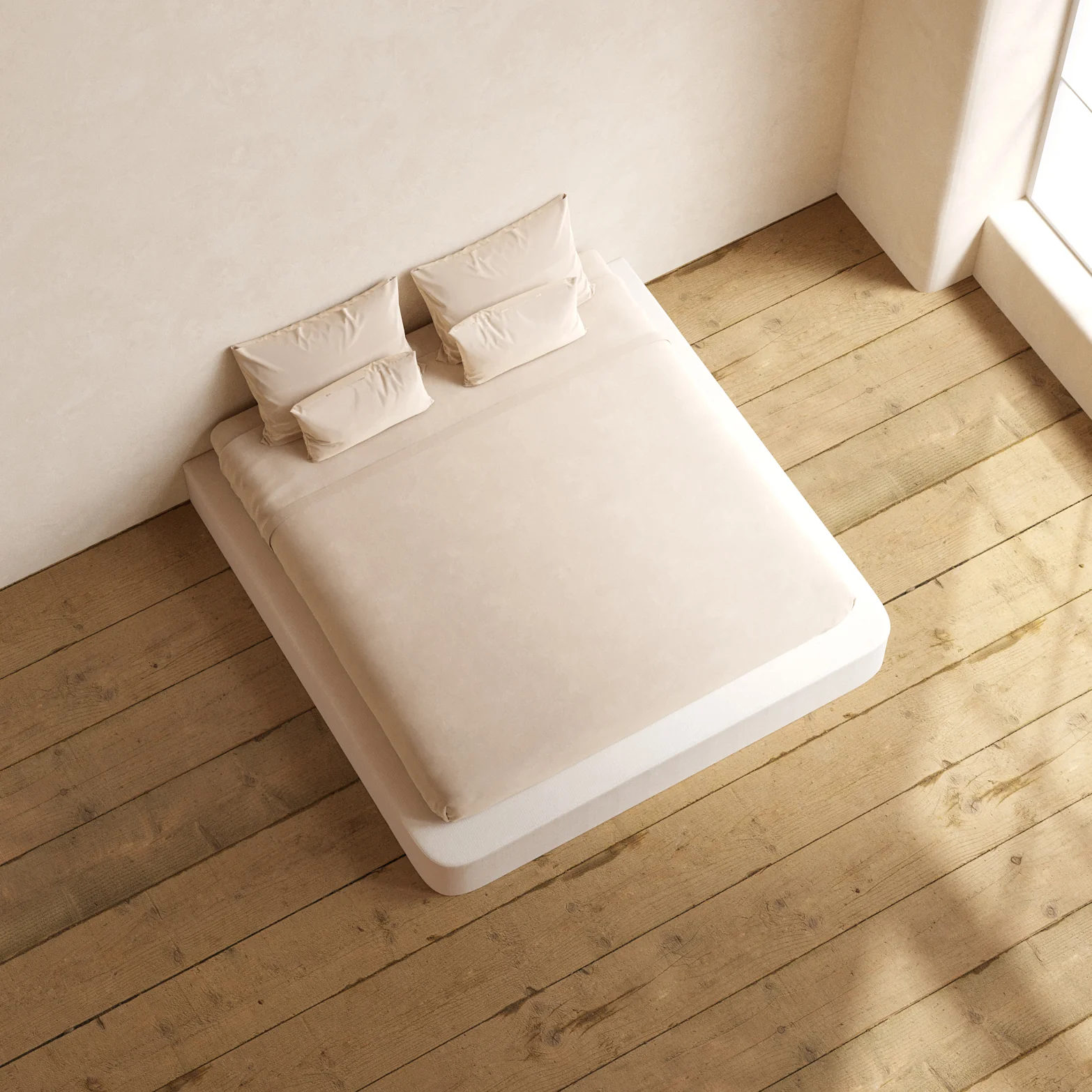 Slipcover Only - King Upholstered Platform Bed | Plush Weave in Eggshell - Image 6