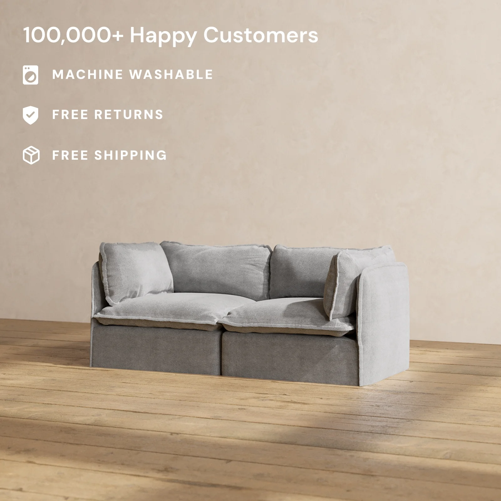 Slipcover Only - Modular Washable 2-Seater in Ash - Image 2