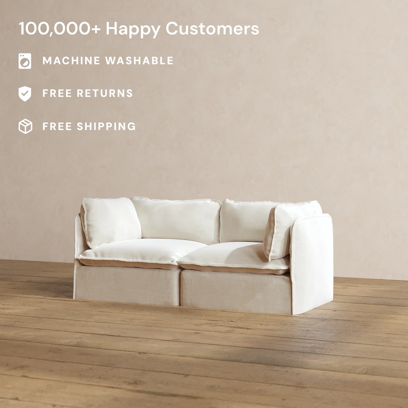 Slipcover Only - Modular Washable 2-Seater in Coco - Image 2