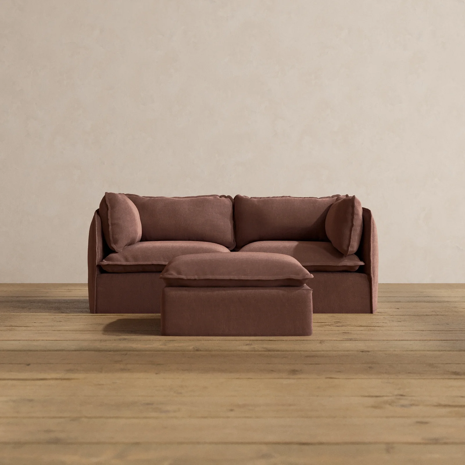 Slipcover Only - Modular Washable 2-Seater + Ottoman in Chestnut