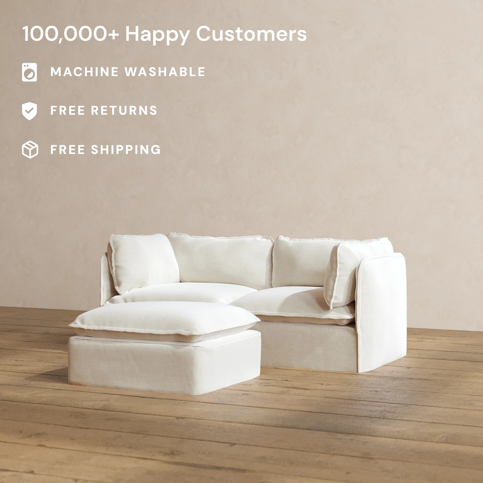 Slipcover Only - Modular Washable 2-Seater + Ottoman in Coco - Image 2