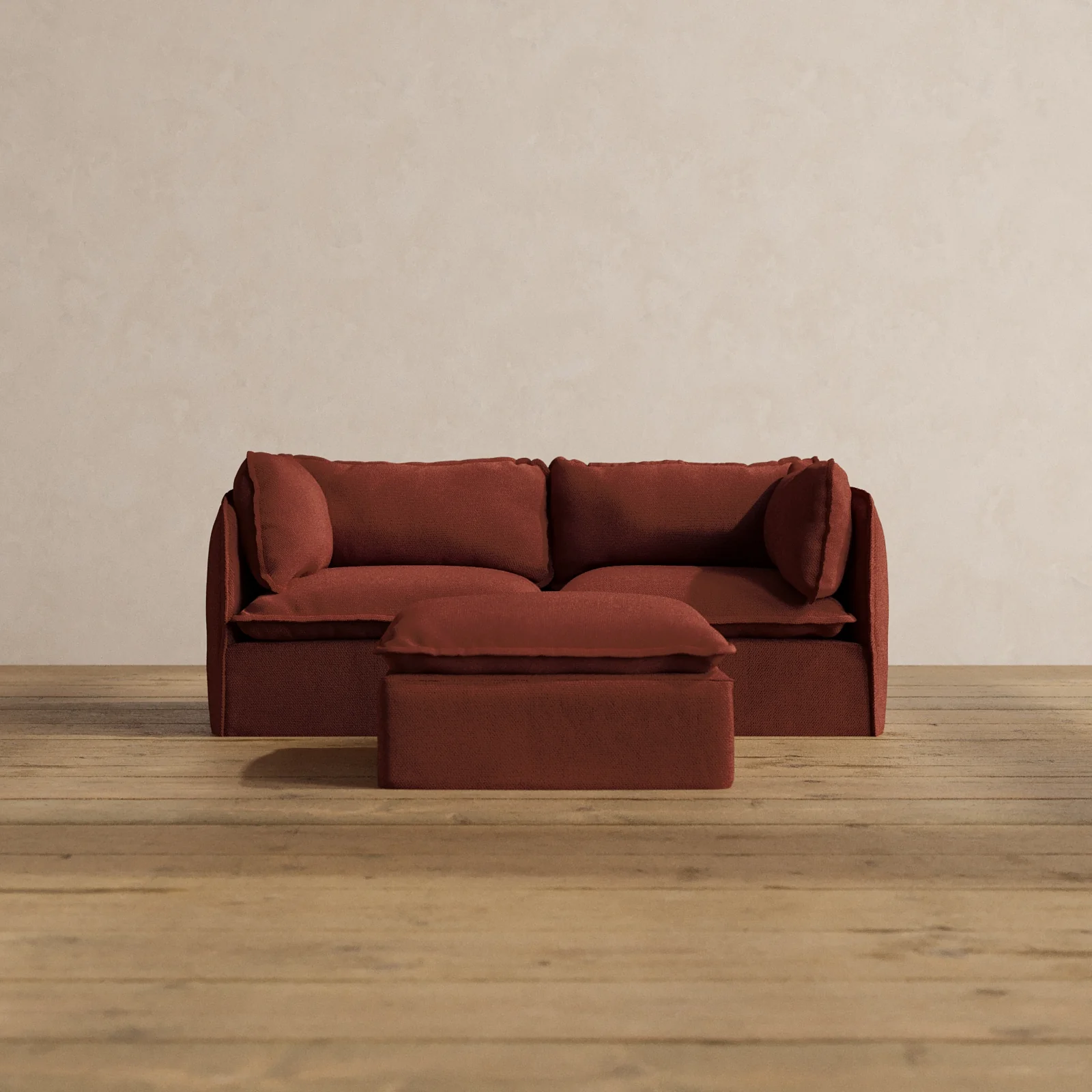 Slipcover Only - Modular Washable 2-Seater + Ottoman in Rust