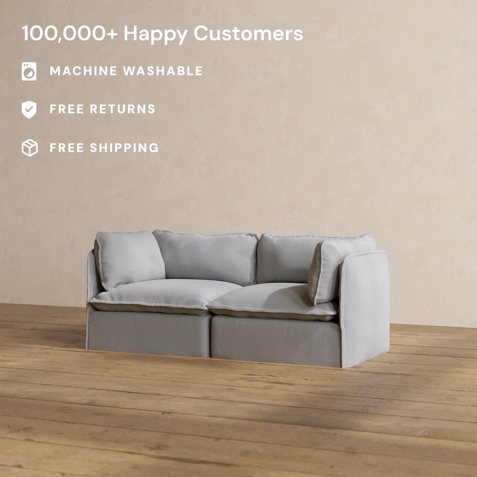 Slipcover Only - Modular Washable 2-Seater in Pumice - Image 2