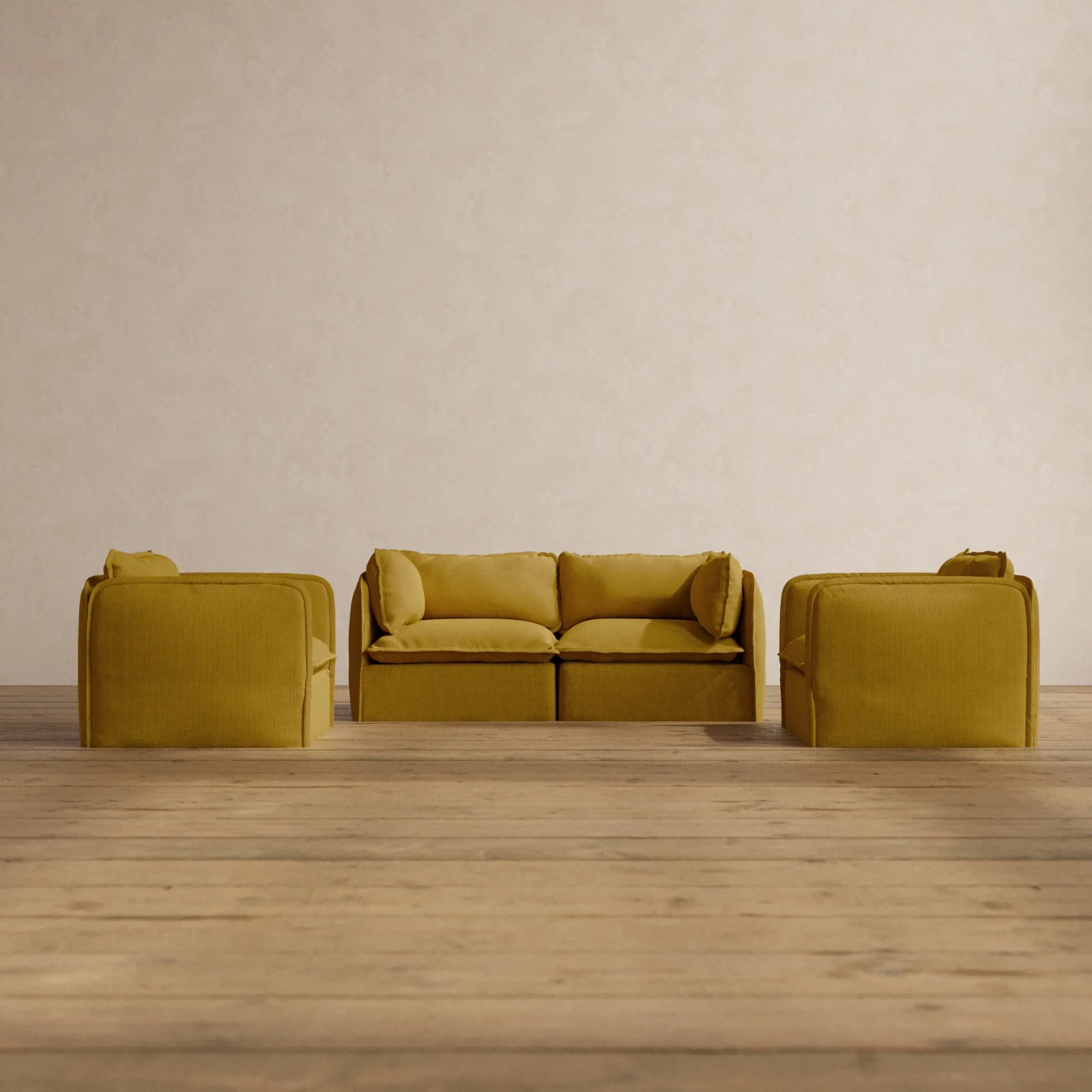 Slipcover Only - Modular Washable 2-Seater Sofa + Armchair Set in Kiiro