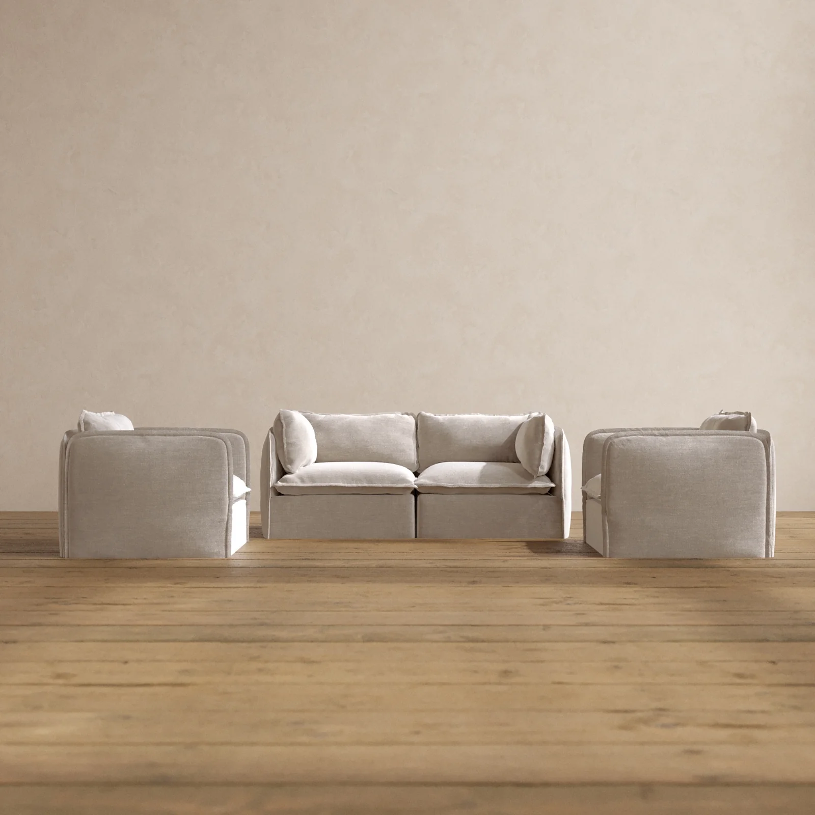 Slipcover Only - Modular Washable 2-Seater Sofa + Armchair Set in Mist