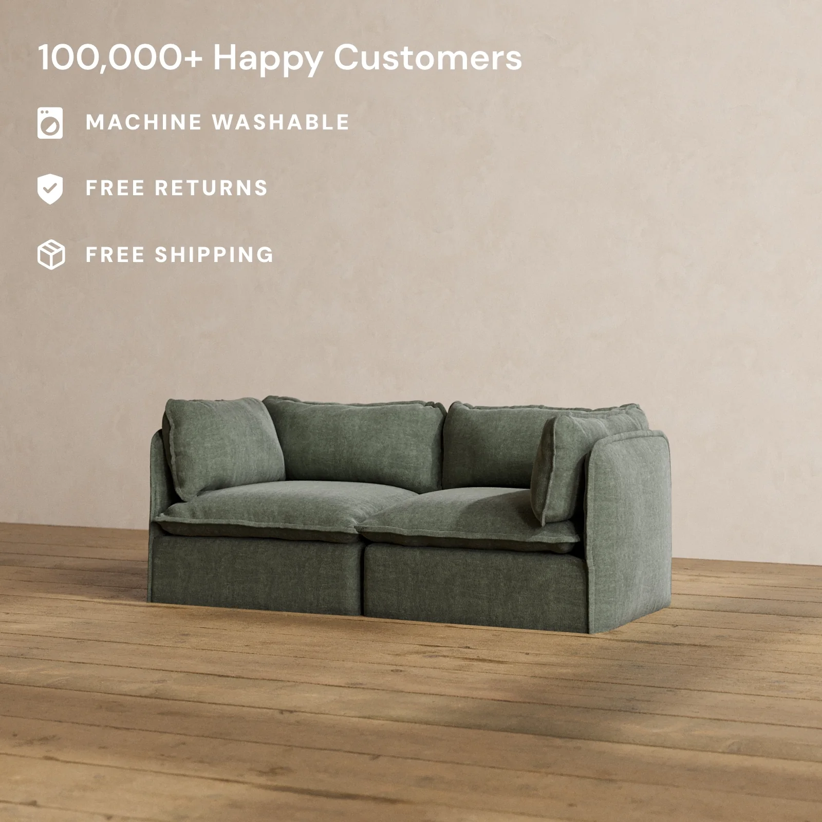 Slipcover Only - Modular Washable 2-Seater in Willow - Image 2