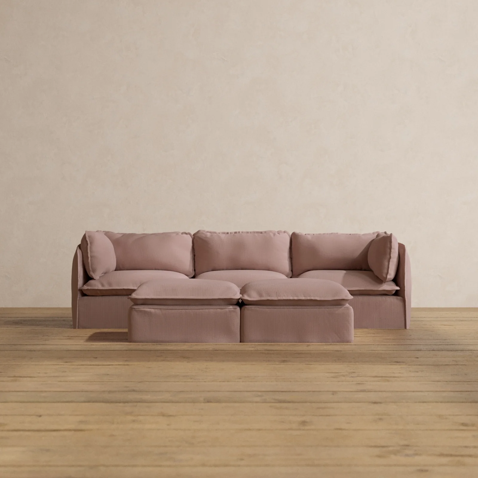 Slipcover Only - Modular Washable 3-Seater + Bench Ottoman in Sakura