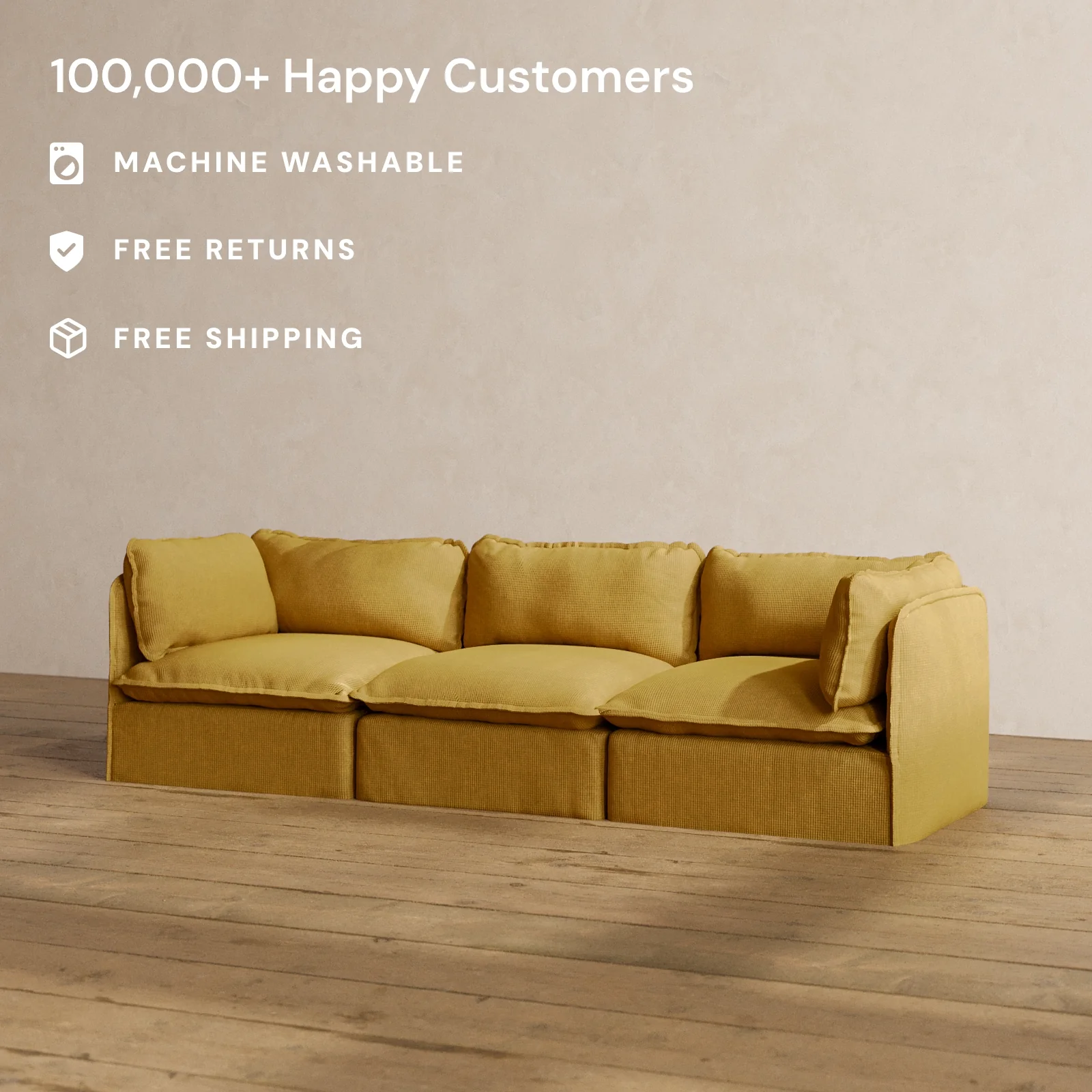 Slipcover Only - Modular Washable 3-Seater in Kiiro - Image 2