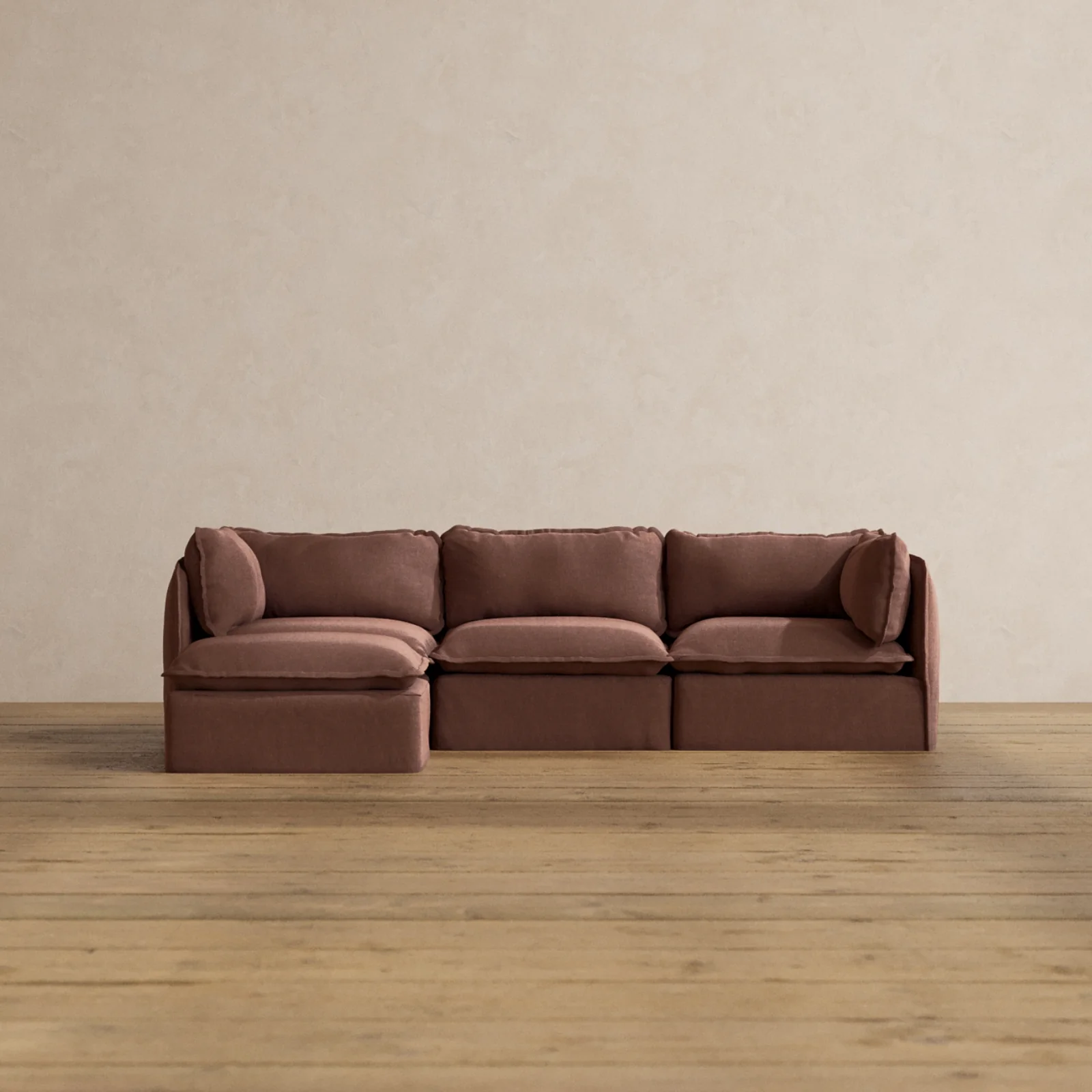 Slipcover Only - Modular Washable 3-Seater Sectional in Chestnut