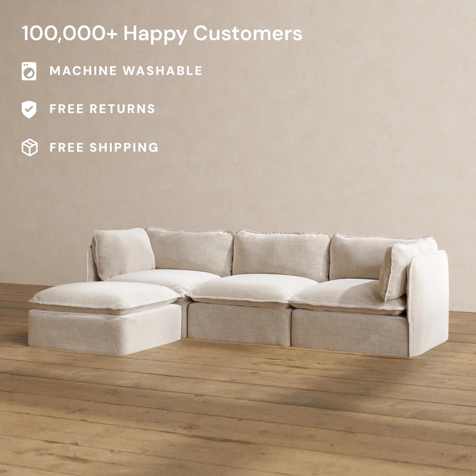 Slipcover Only - Modular Washable 3-Seater Sectional in Mist - Image 2